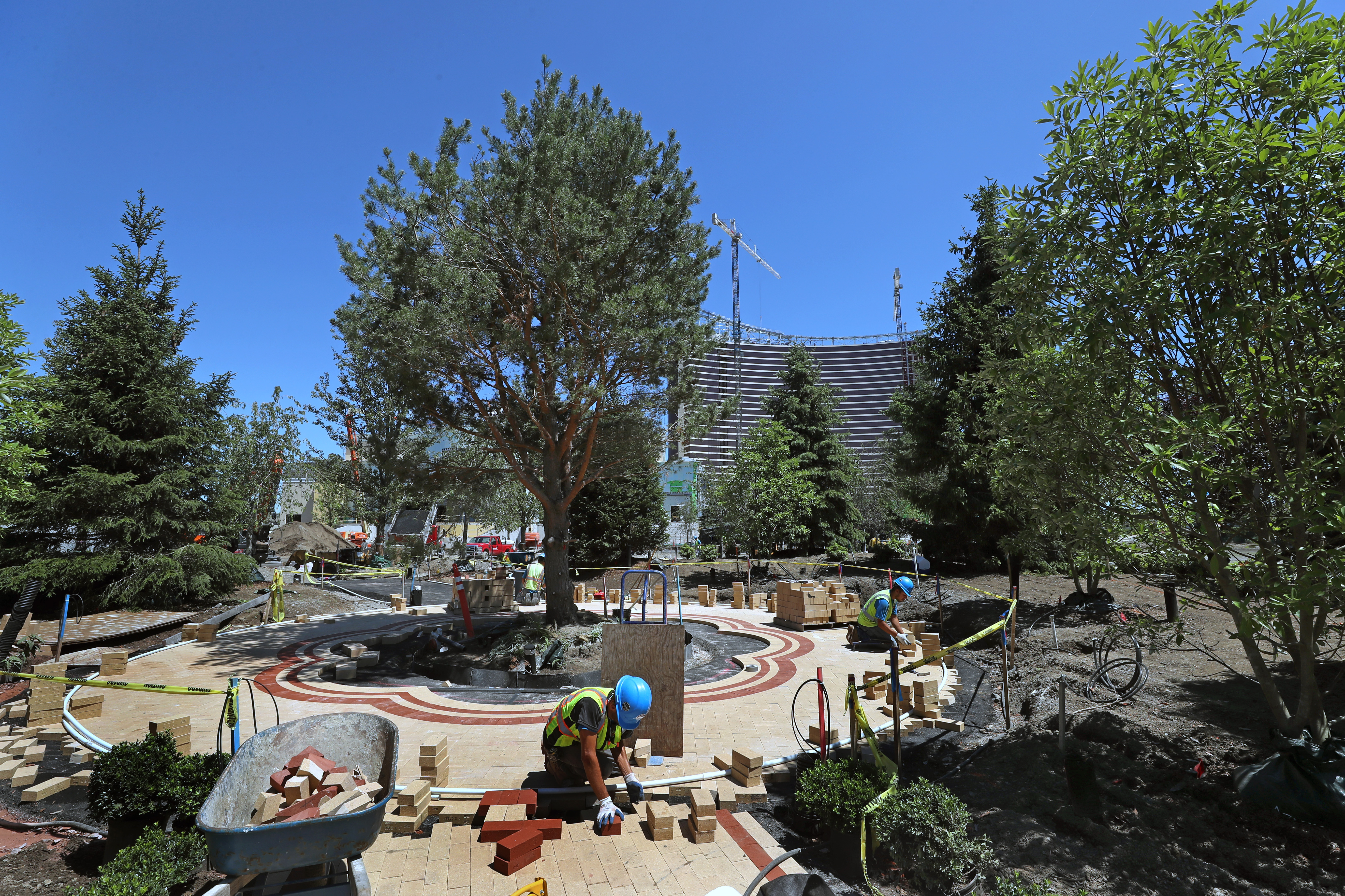 Workers were constructing a garden on the casino’s property in July 2018.