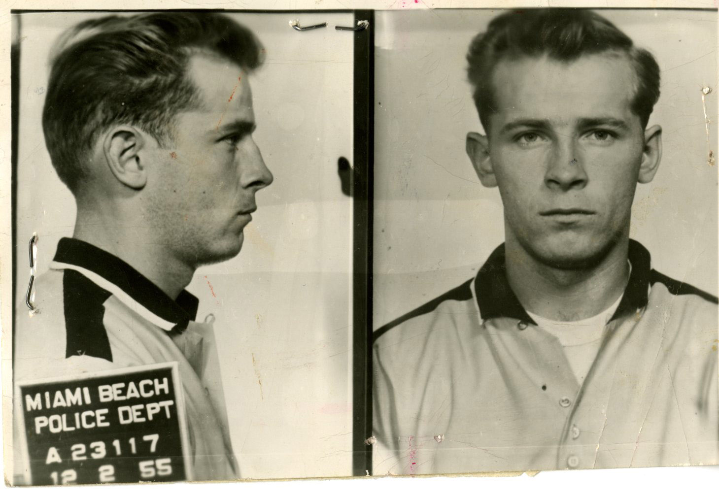 A mug shot of James J. "Whitey" Bulger taken at the Miami Beach Police Dept. in 1955.