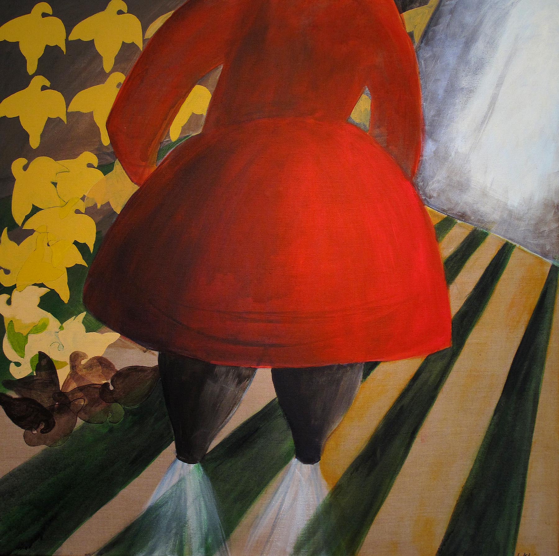 Linda Klein’s “Grandma in Red.”