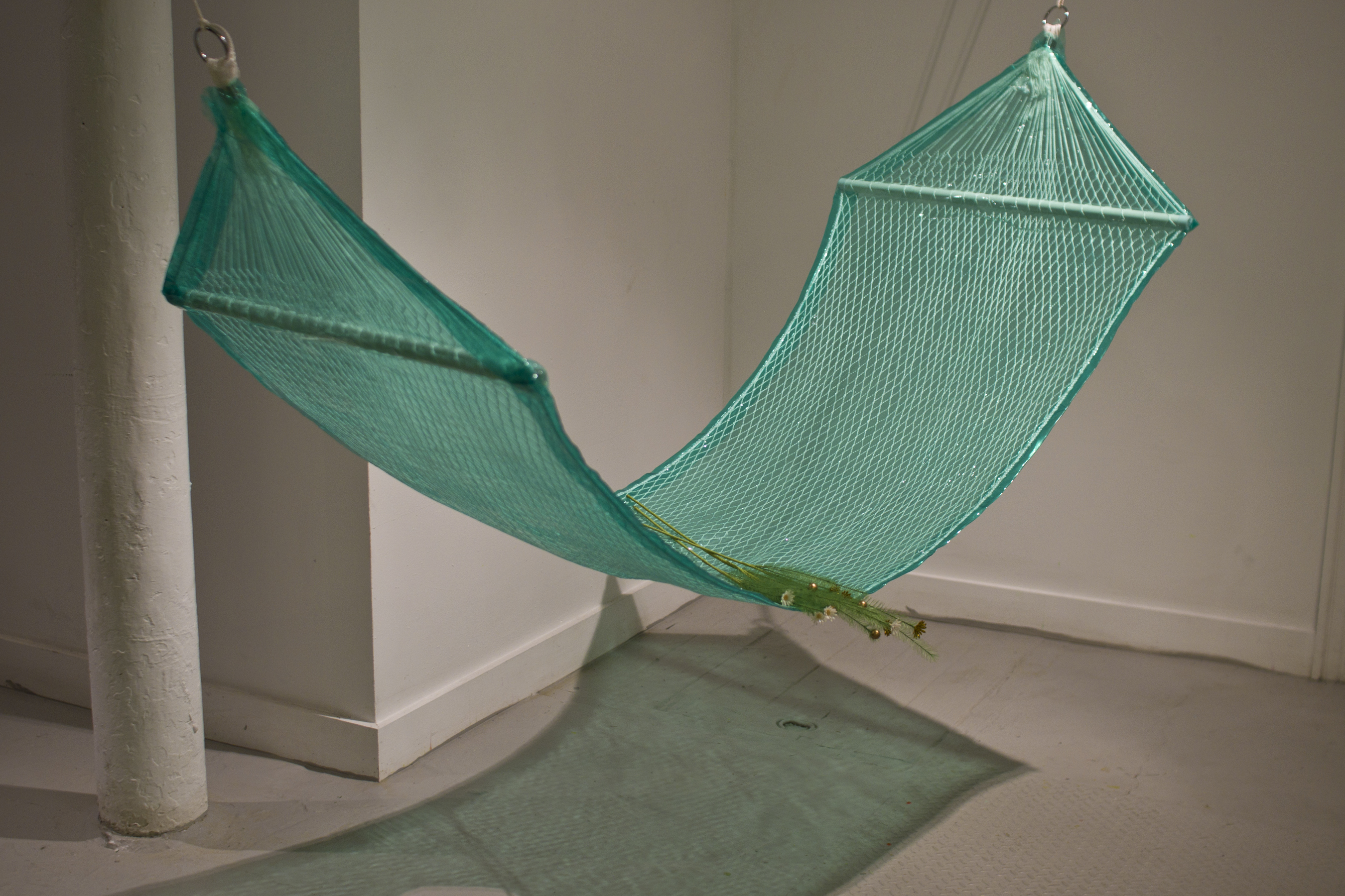 Florencia Escudero’s “Hammock” from “Crypsis” at Distillery Gallery.