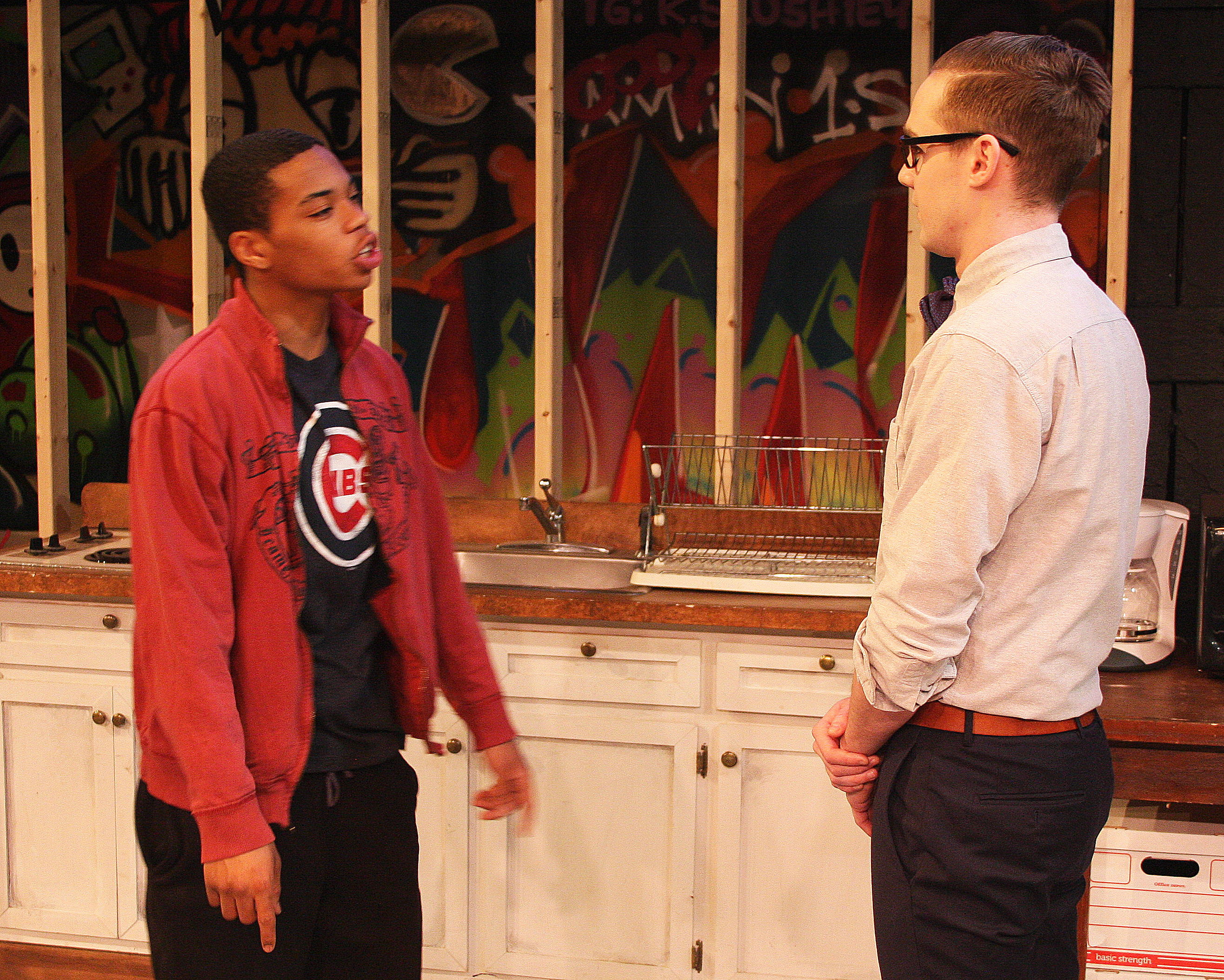 Jalani Dottin-Coye (left) and Matthew Fagerberg in “Exit Strategy.”