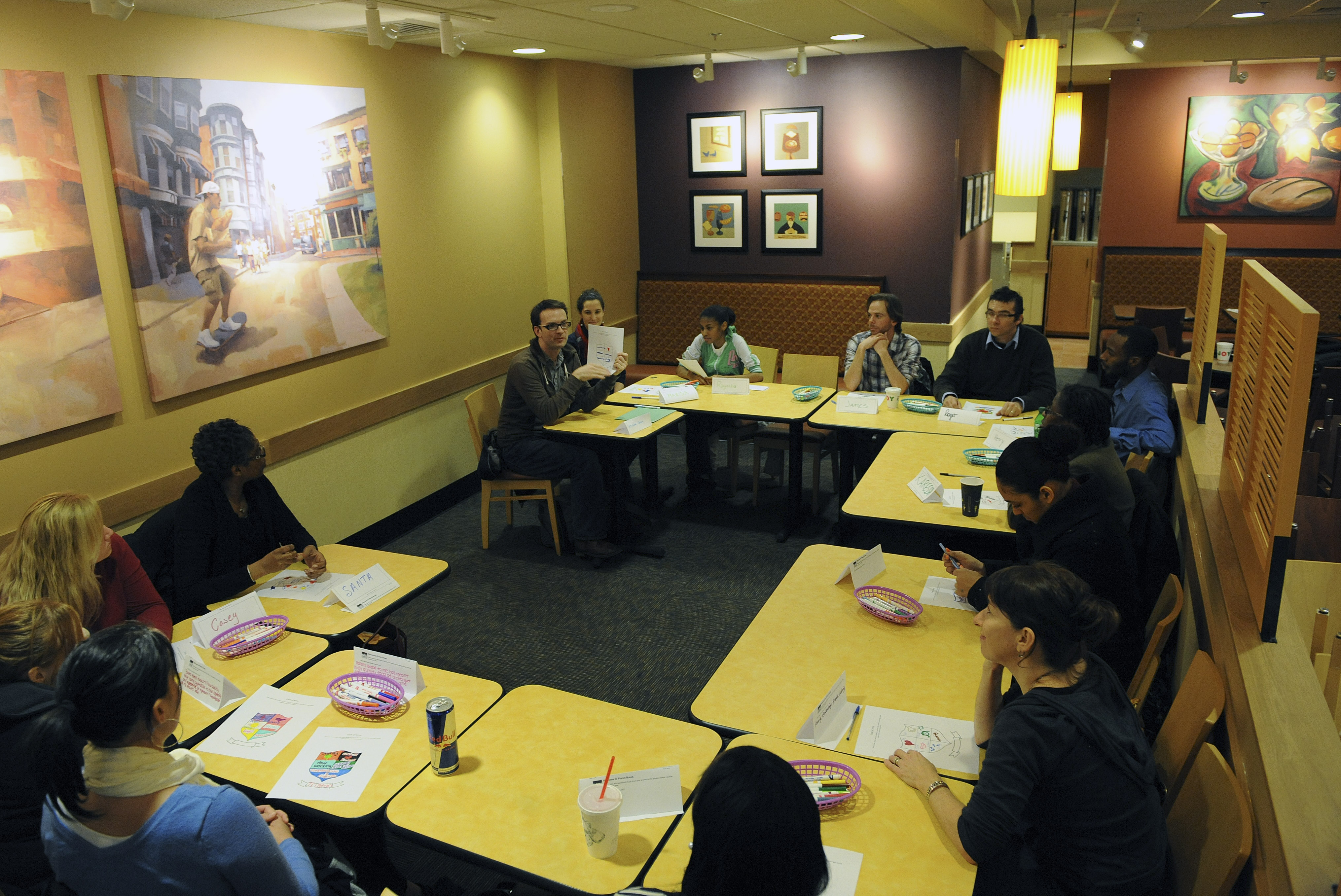 Panera conducted a group interview at its store scheduled to open across from City Hall.