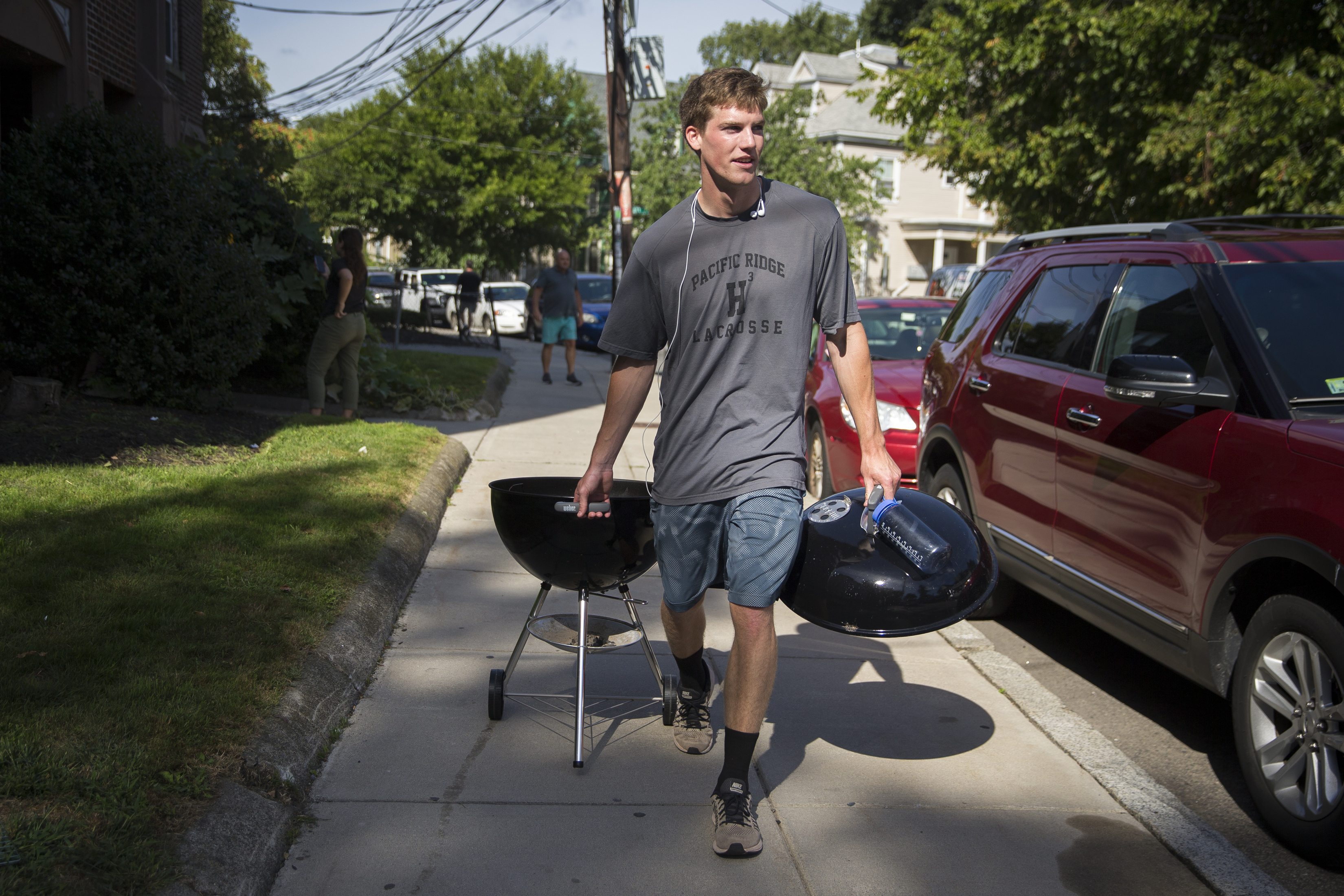 Boston University senior Jack Claxton’s prized find: a grill.