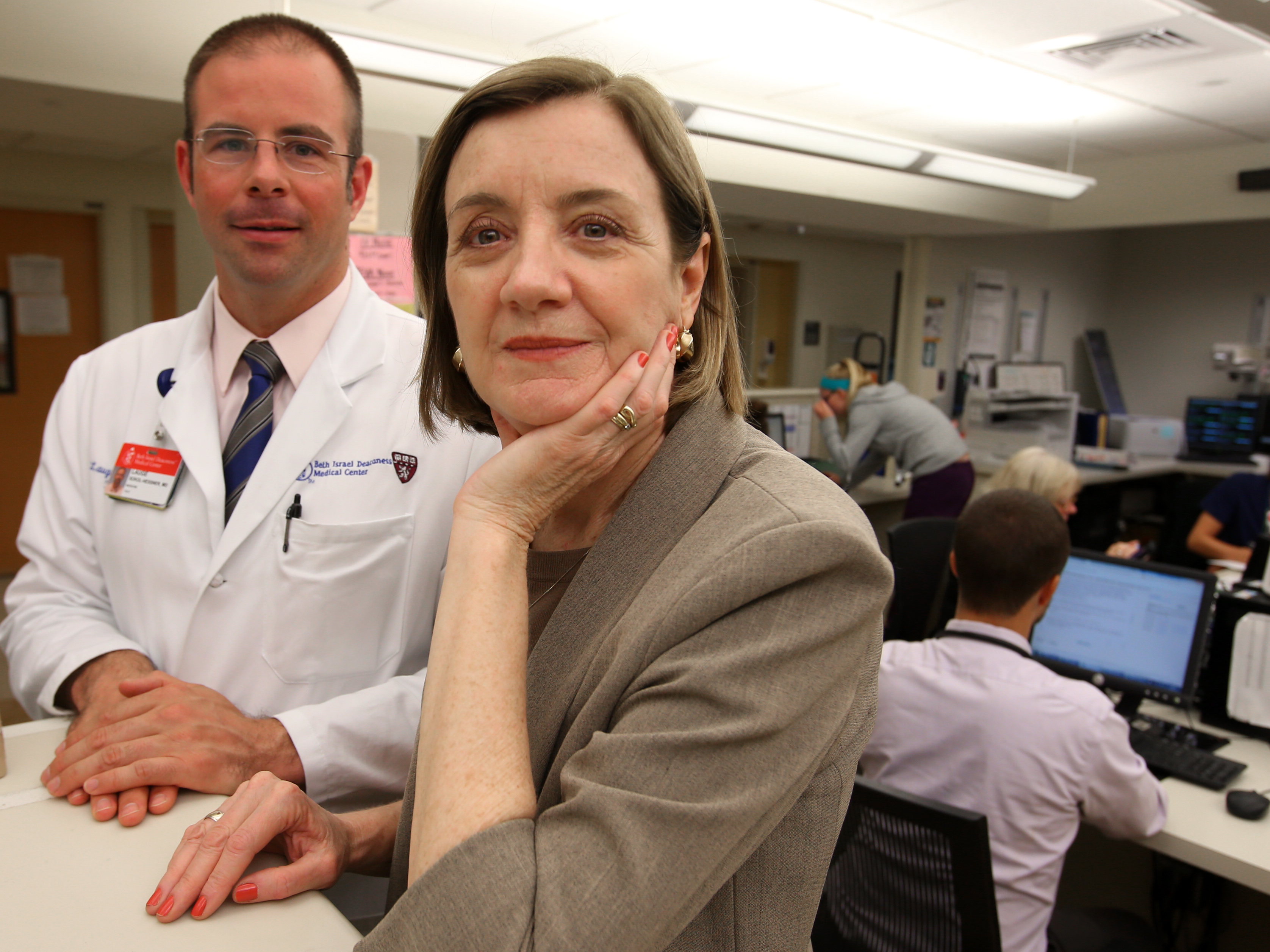 Dr. Lauge Sokol-Hessner (left) and Pat Folcarelli worked on the hospital’s initiative.