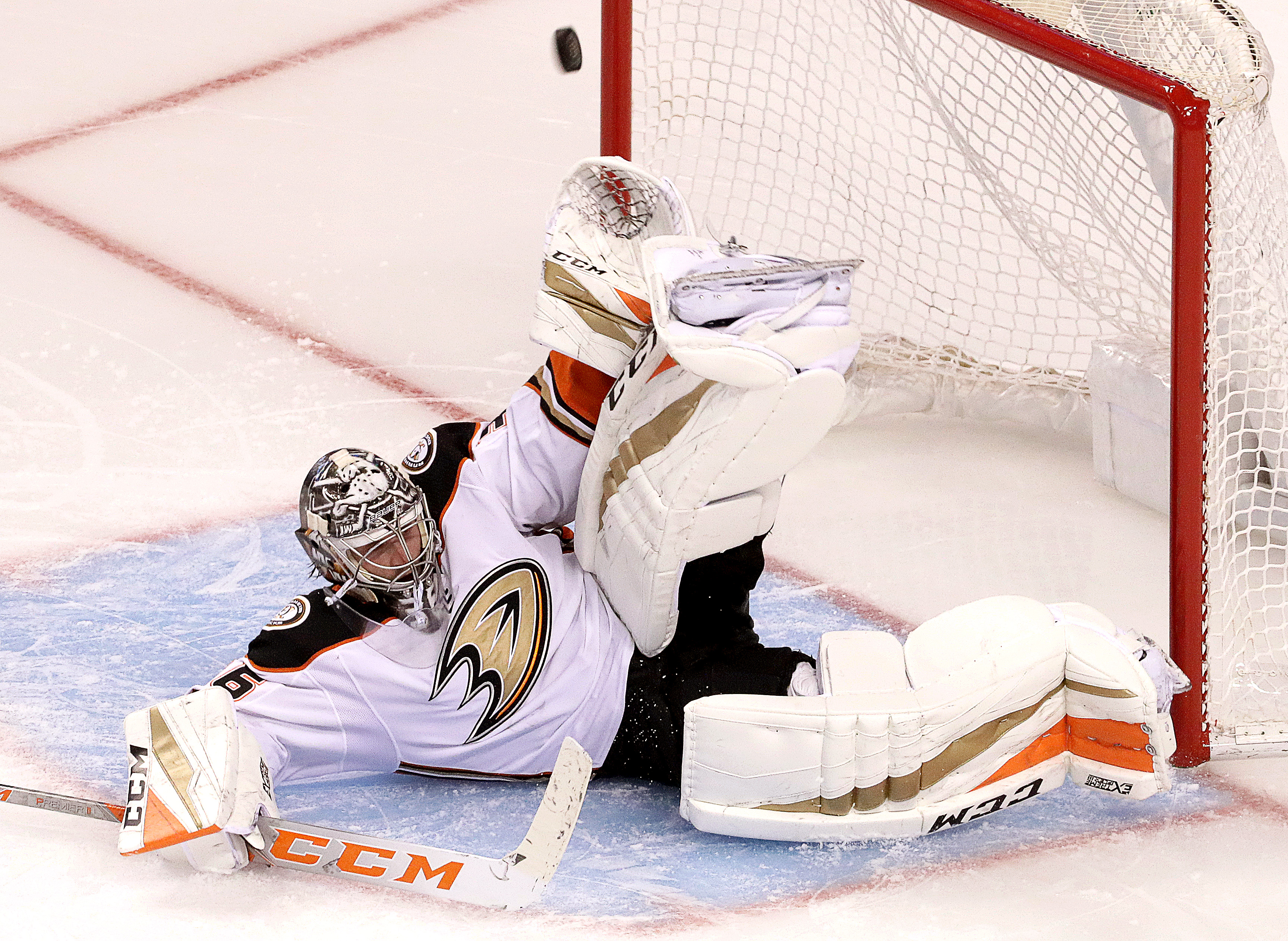 John Gibson posted a .922 save percentage through 40 starts this season.