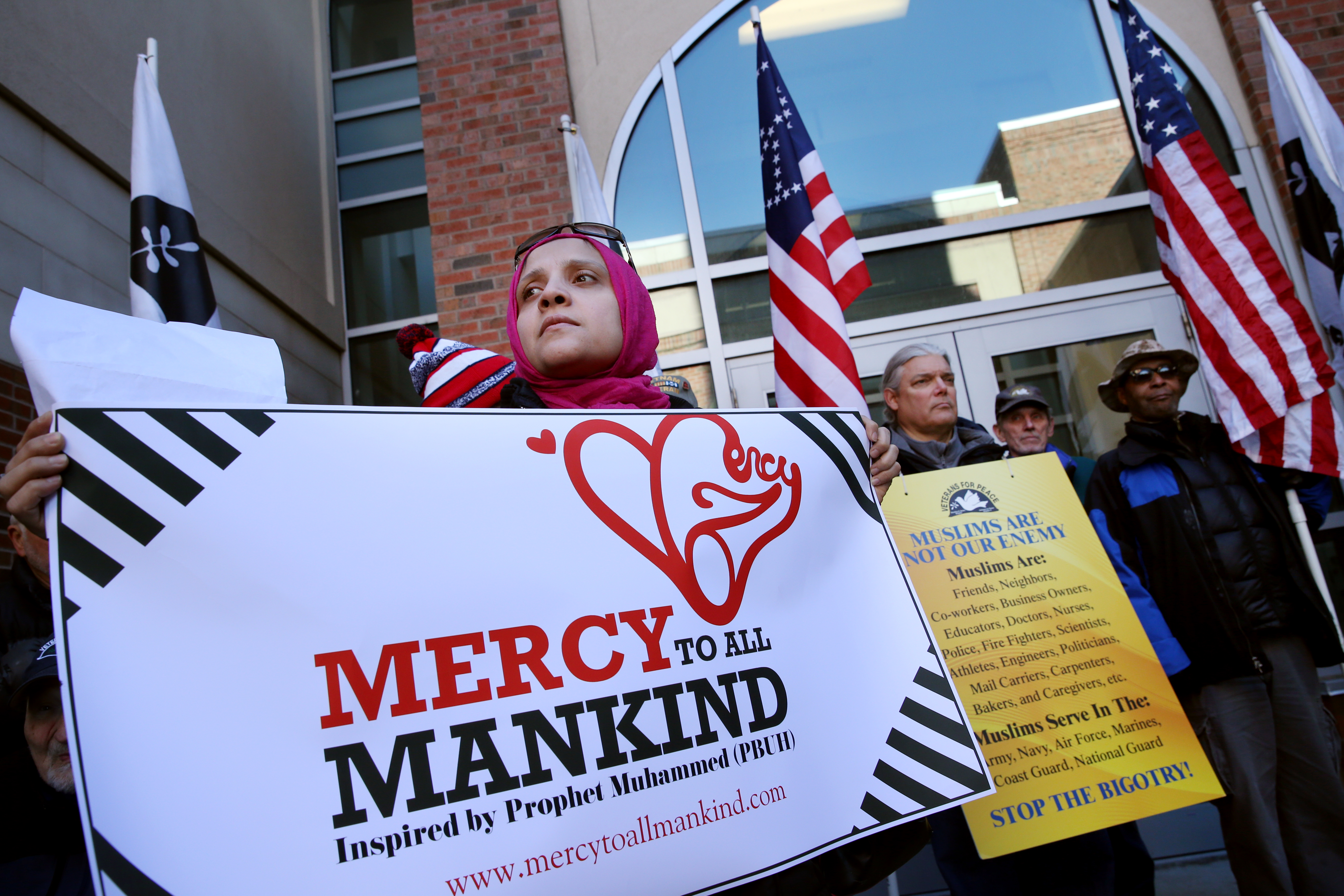 Dalia Sadek of the Islamic Society of Boston Cultural Center showed her support.