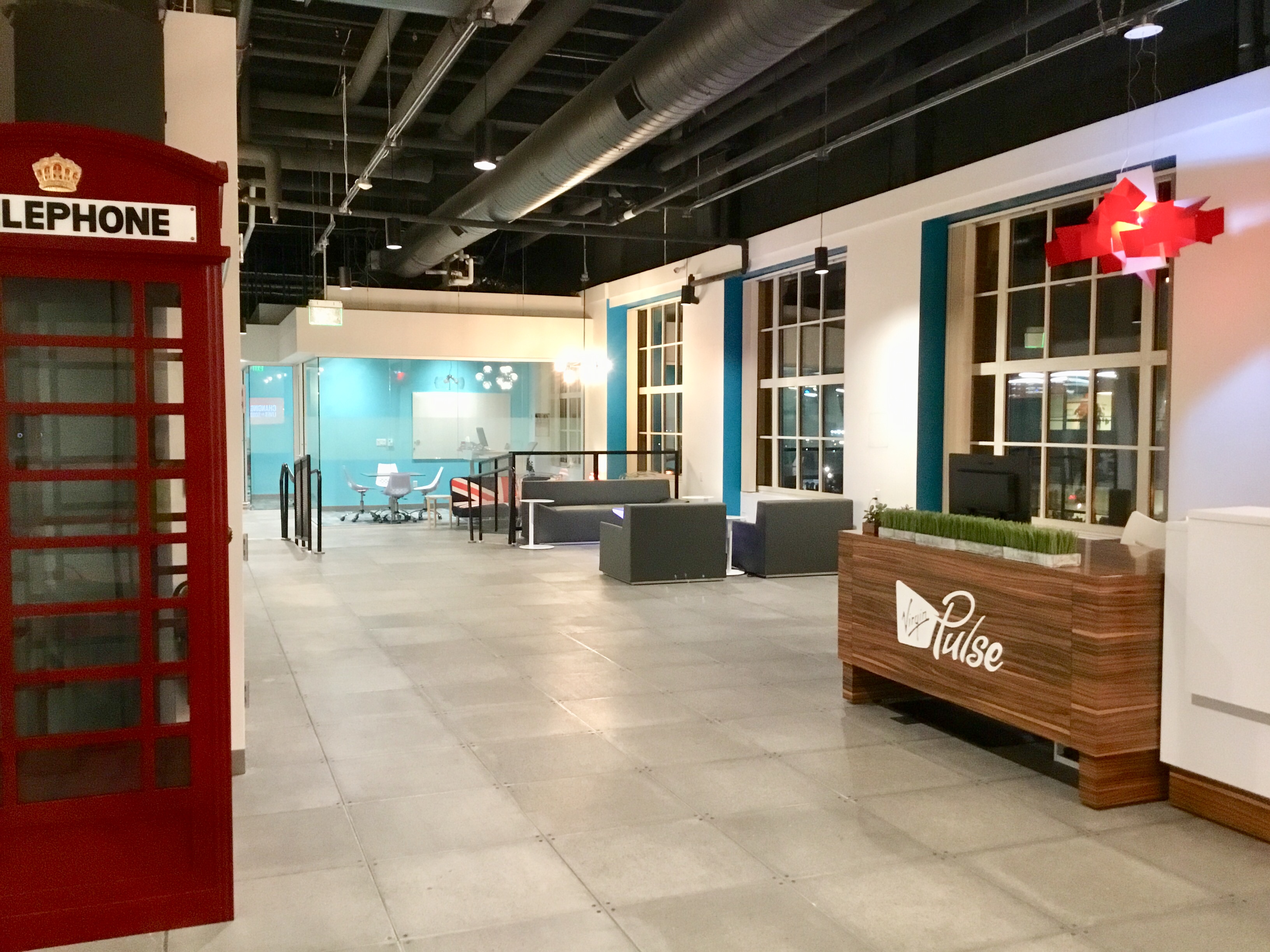 The reception lounge at Virgin Pulse.