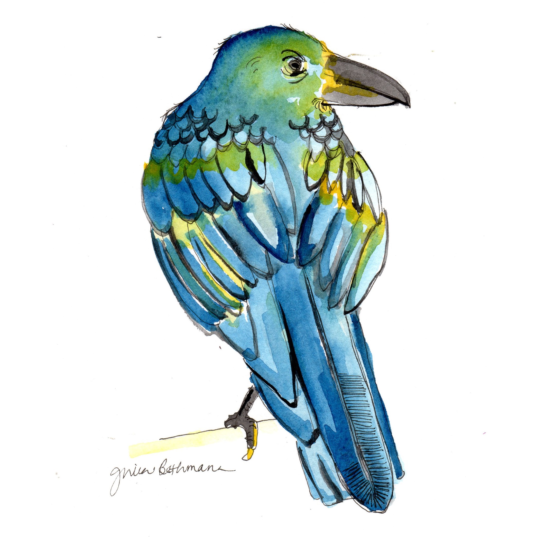Julia Bethmann, an artist from Merrimac, submitted a watercolor called "Don't Look Back."
