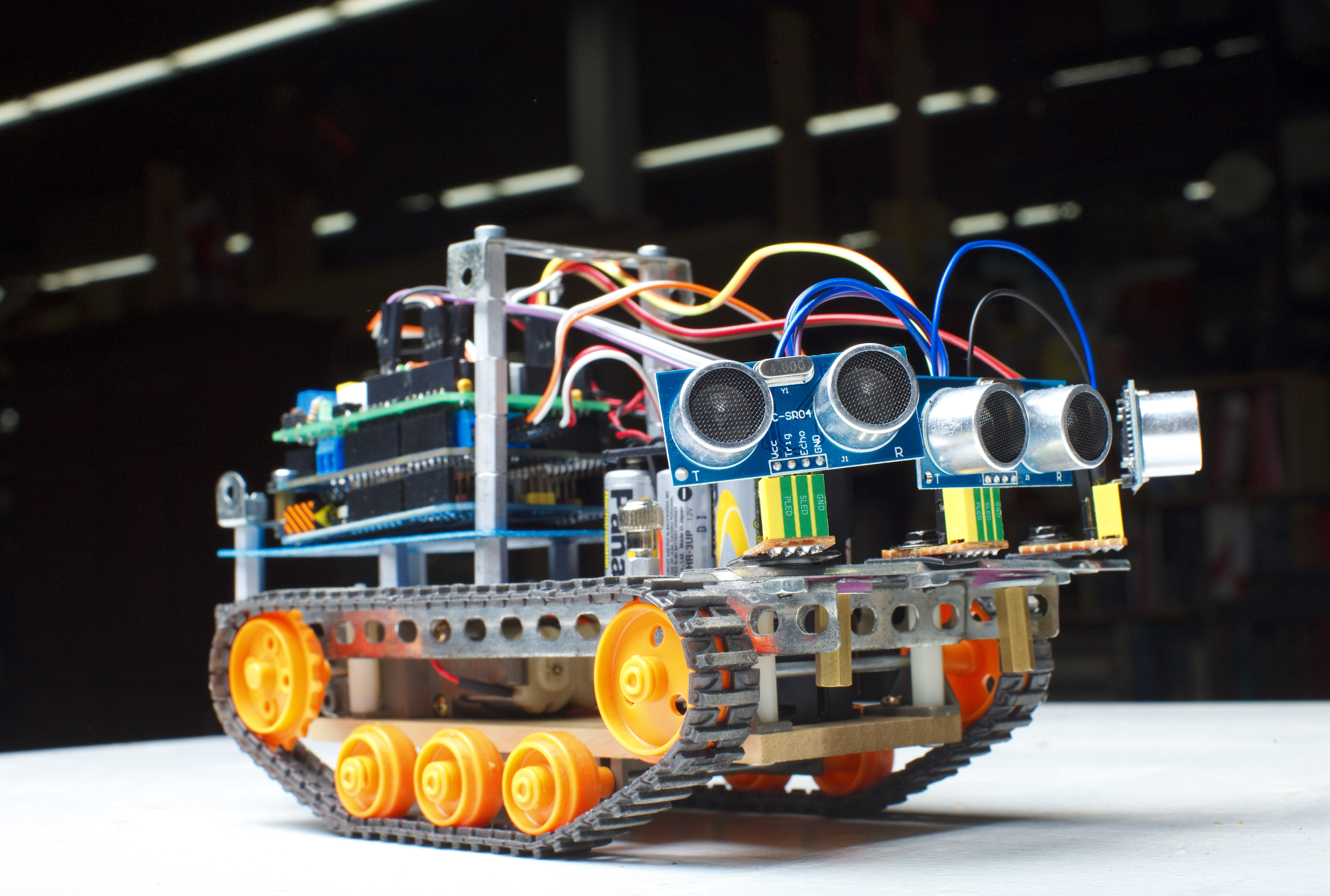 A robot, built by David Stokes, that navigates around obstacles.
