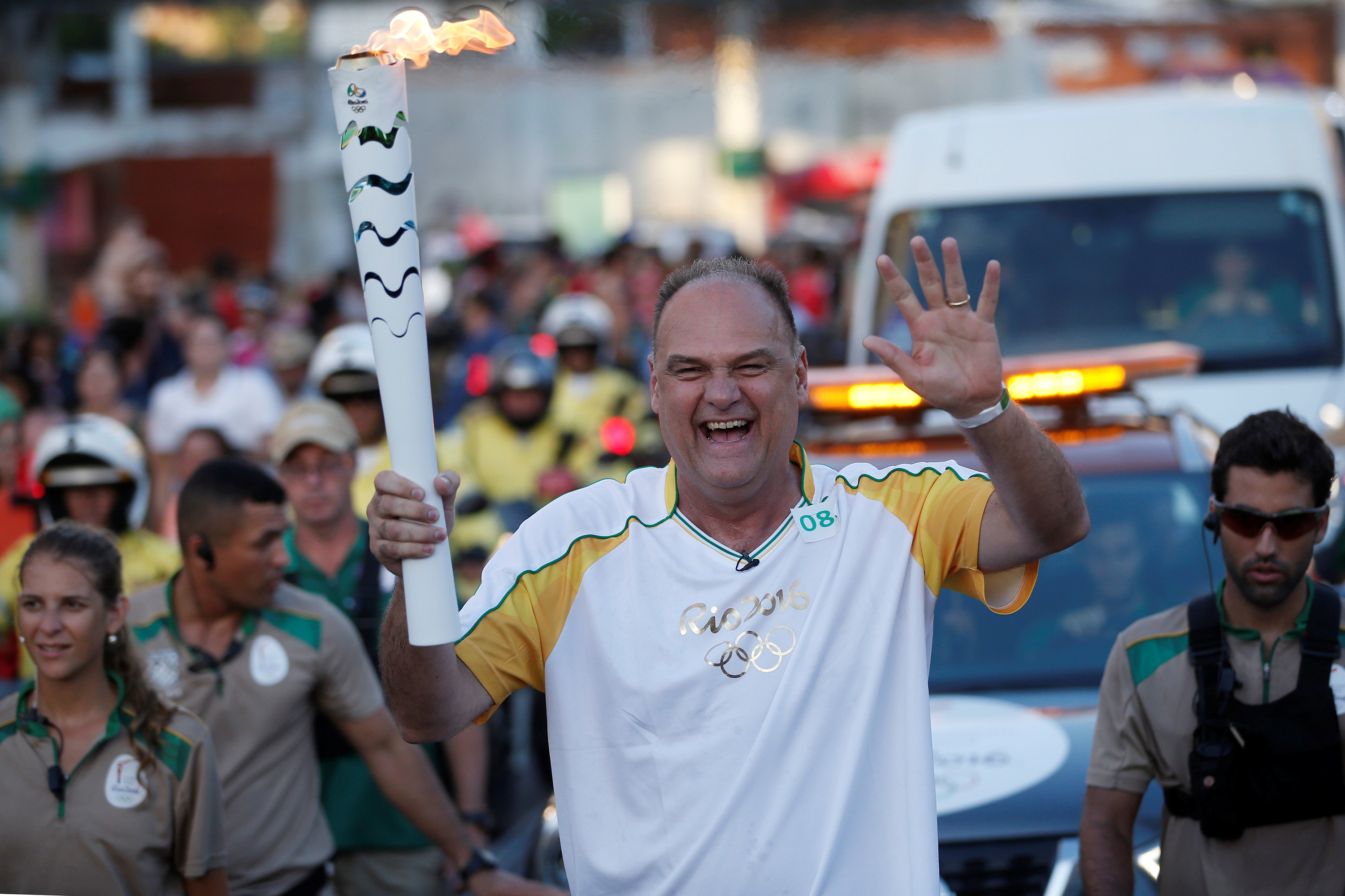 Oscar Schmidt took part in the Olympic torch relay in Brazil on June 4.
