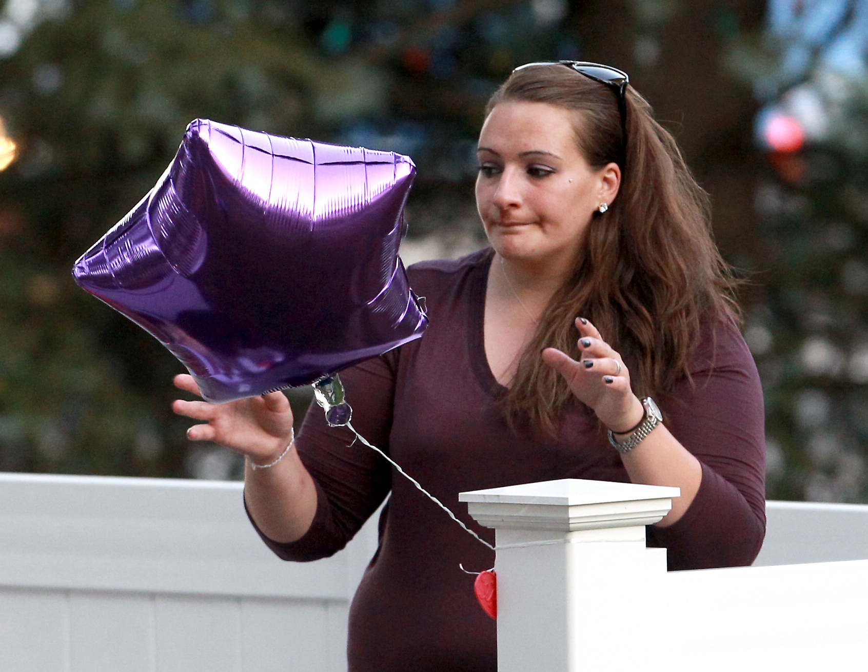 Avalena’s mother, Jessica Conway, at a vigil for the little girl in Marlborough earlier this month.