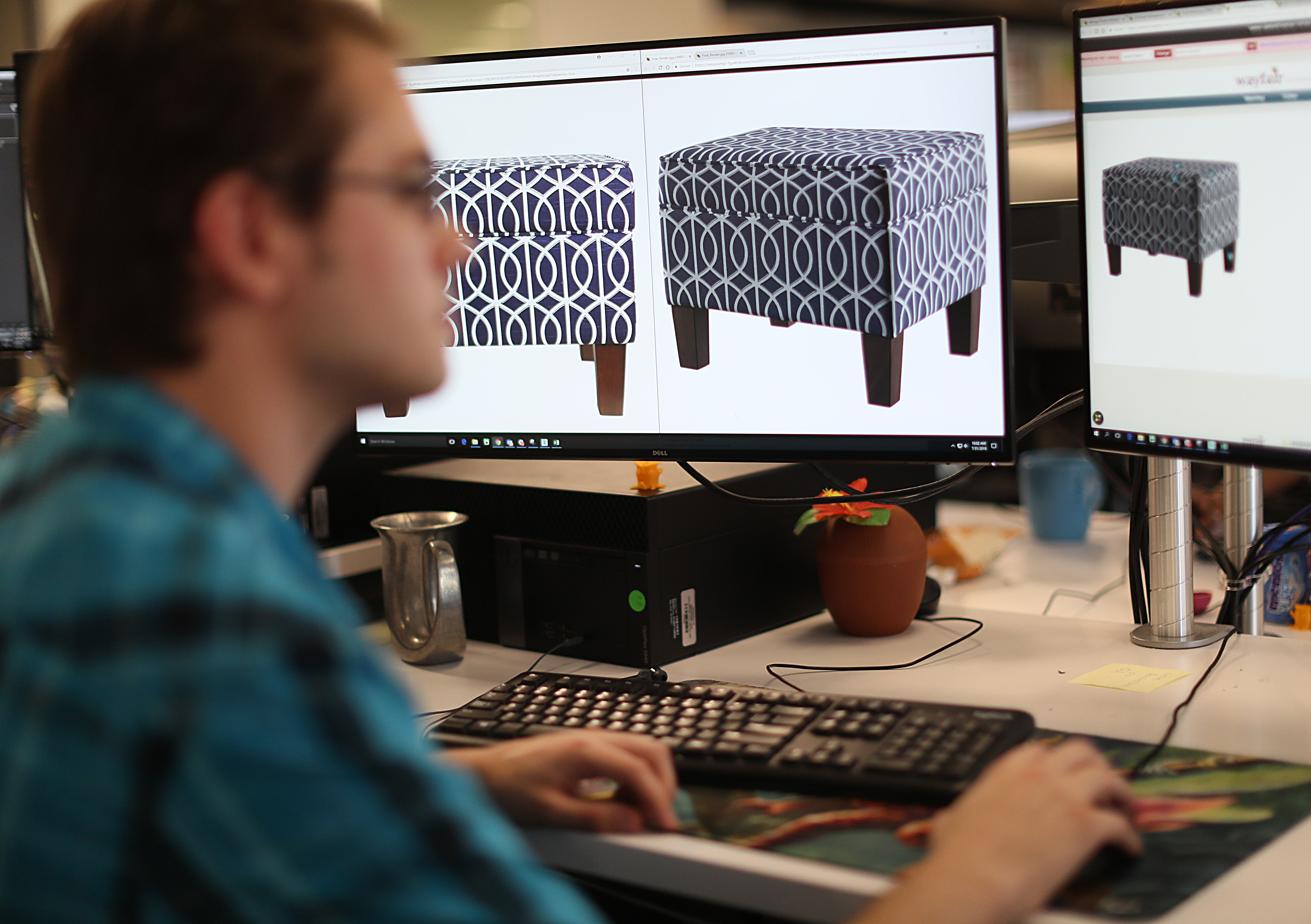 Jay deVeer, a 3-D artist, was at work on images of furniture.
