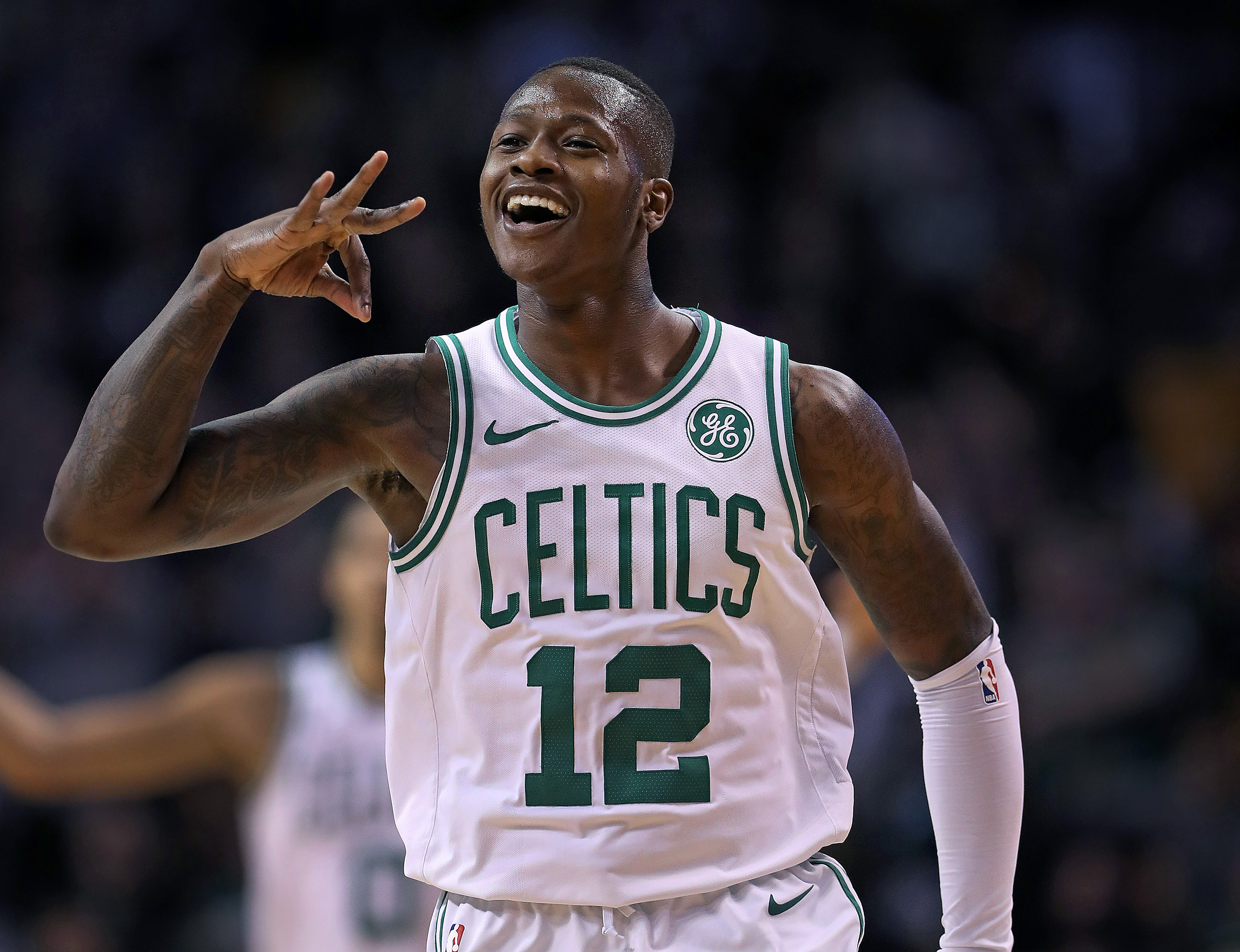 Terry Rozier shot 8 of 12 and scored 20 points off the bench, including this 3-pointer in the fourth quarter.
