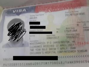 A photo of Mohsen Dehnavi's visa.