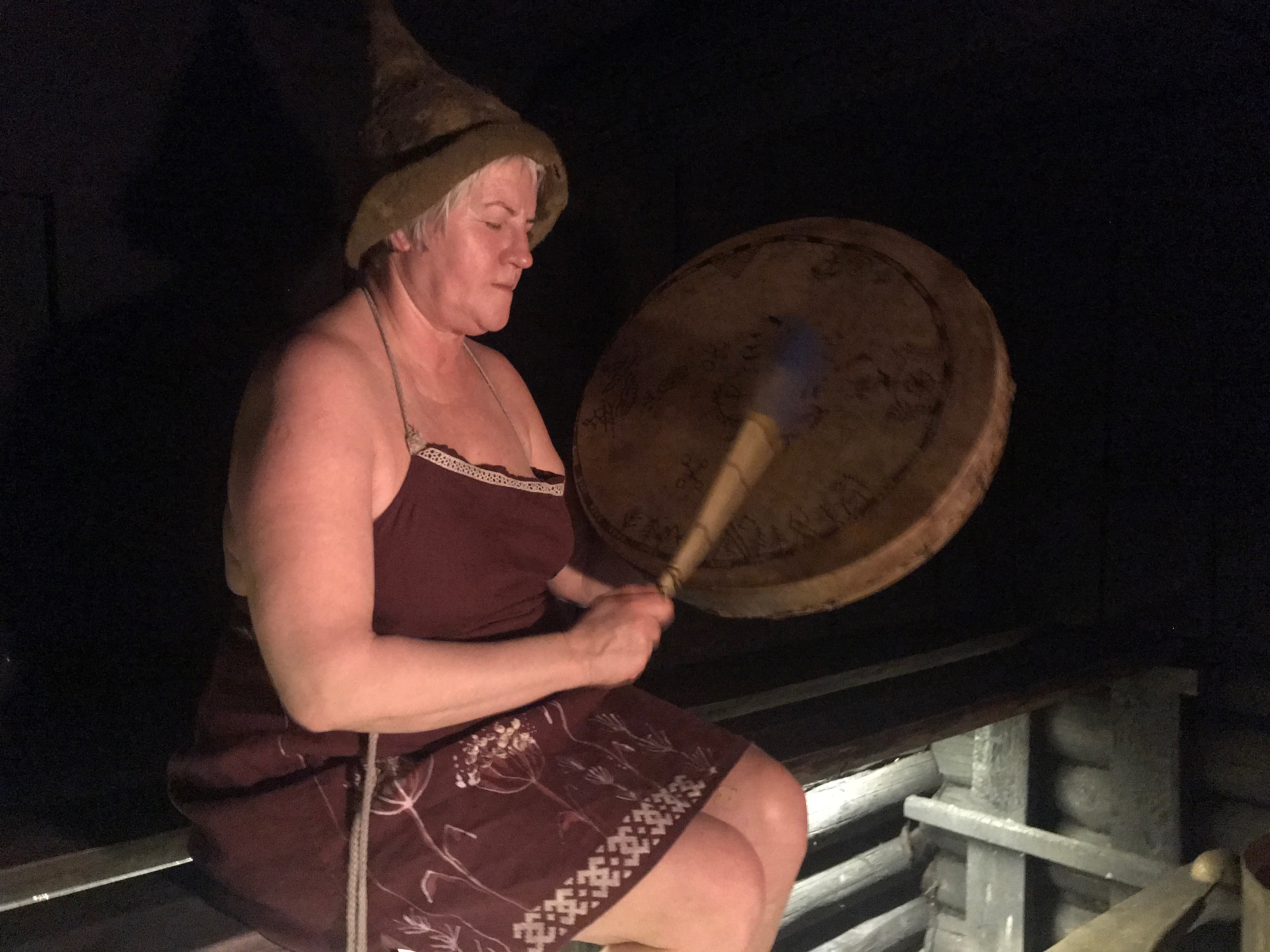 Eda Veeroja performing a traditional sauna ritual.