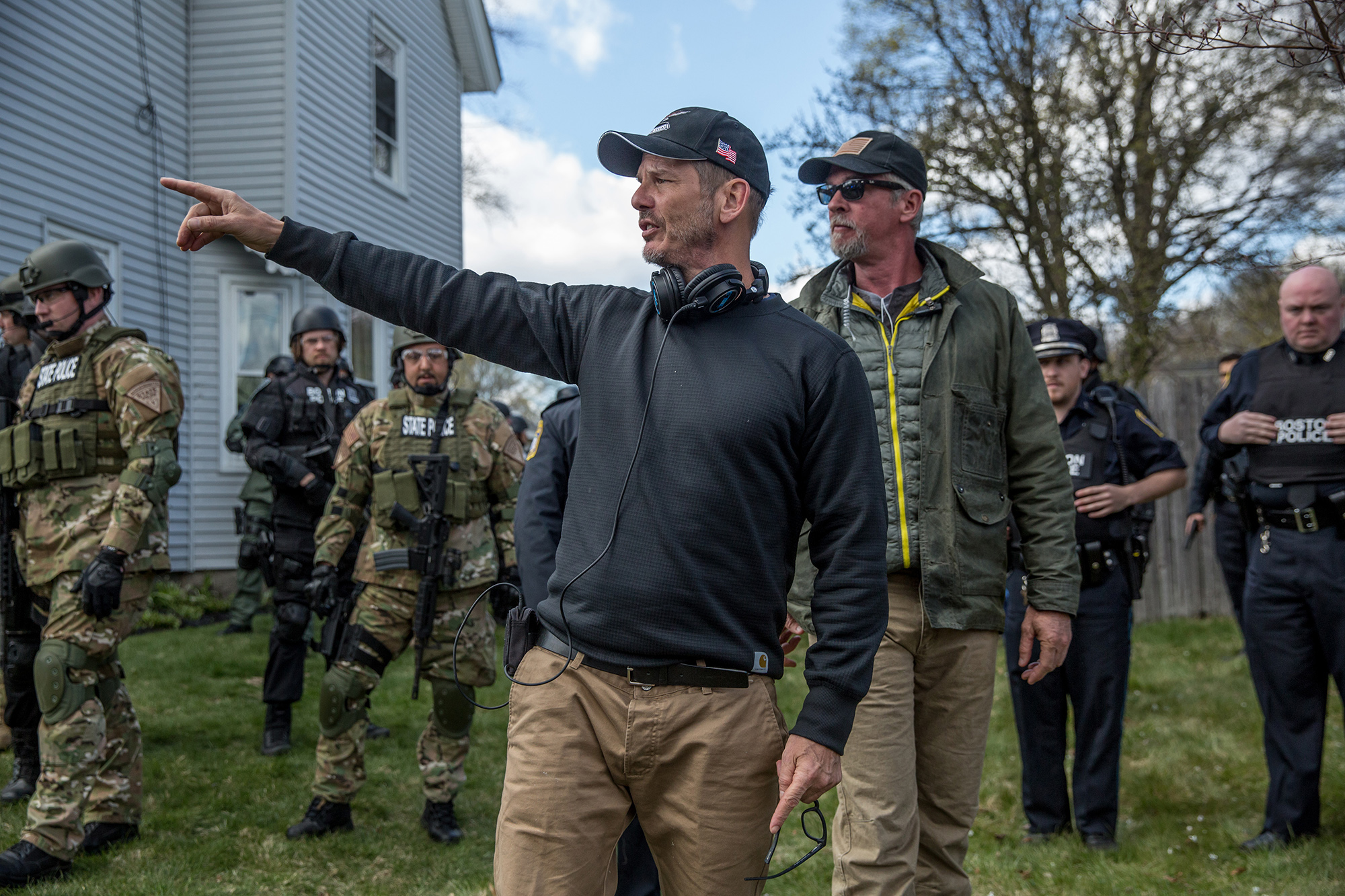 Berg on the “Patriots Day” set.