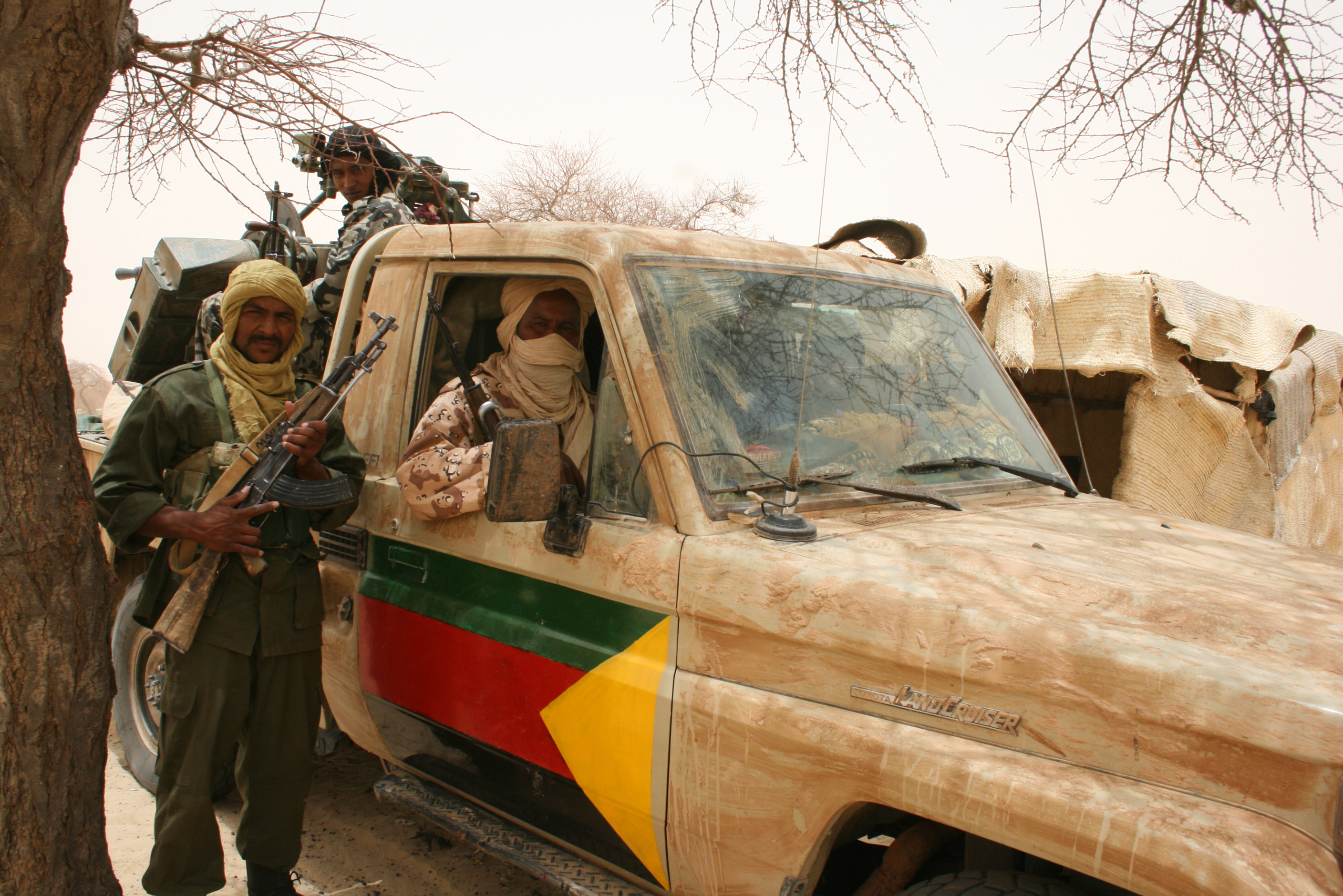 Tuareg separatist rebels near their vehicle in Timbuktu last week.