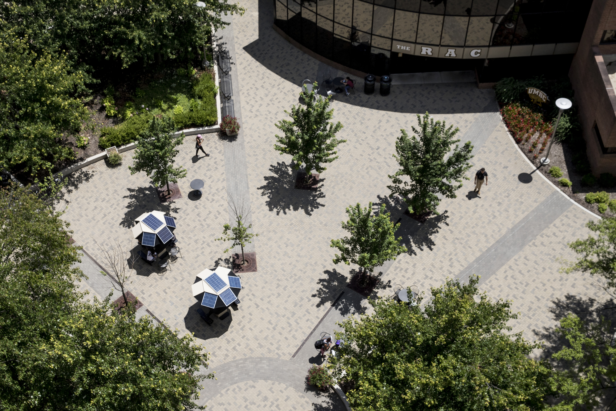 Students walked through the campus of UMBC.