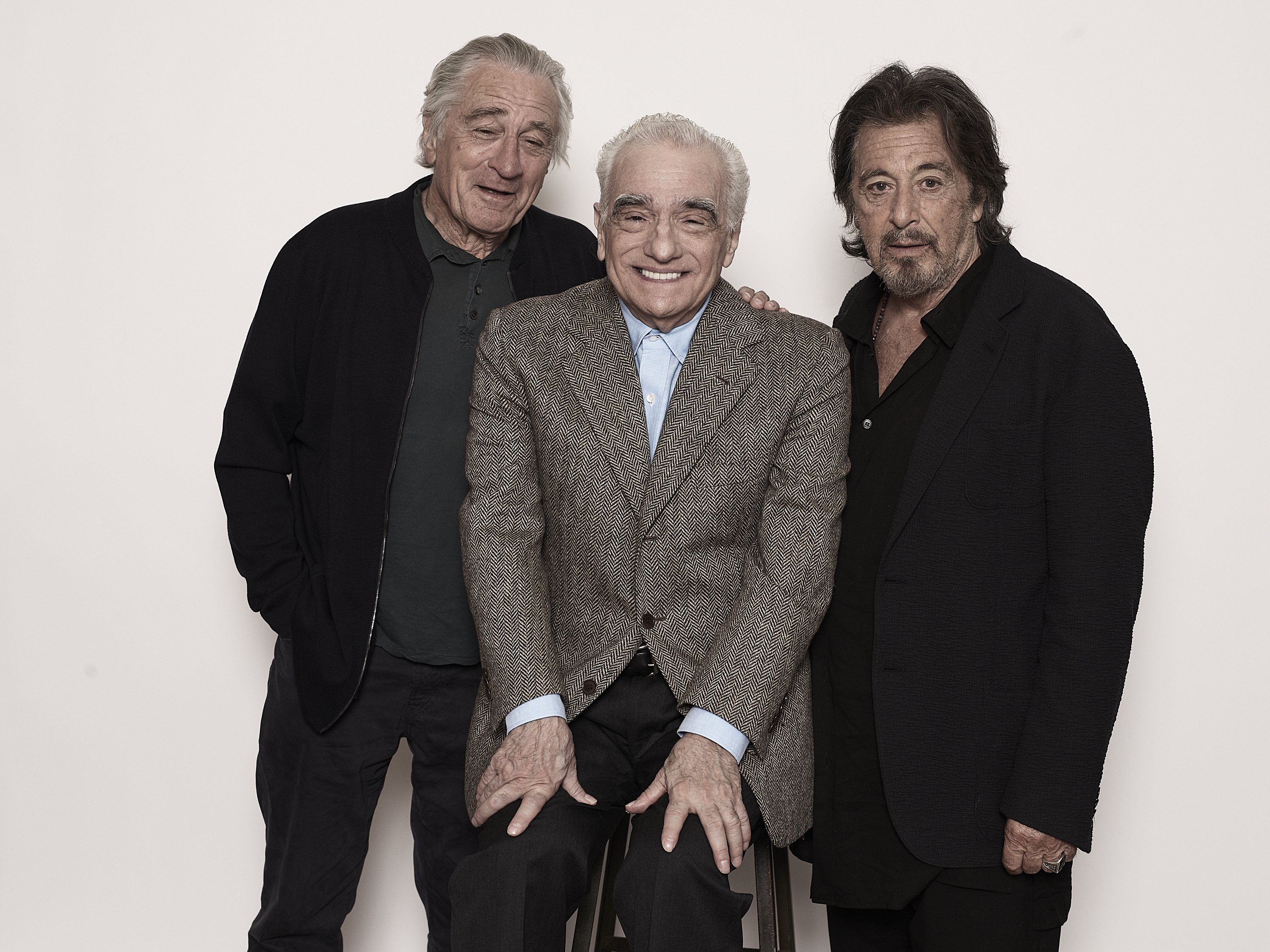 From left: Robert De Niro, Martin Scorsese, and Al Pacino, pictured in September. (Photo by Victoria Will/Invision/AP)