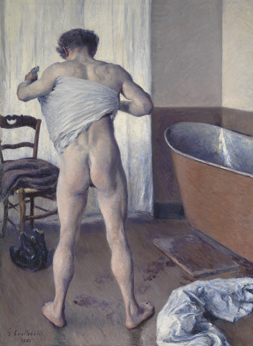 The painting, “Man at His Bath,’’ is a rare male Impressionist nude.