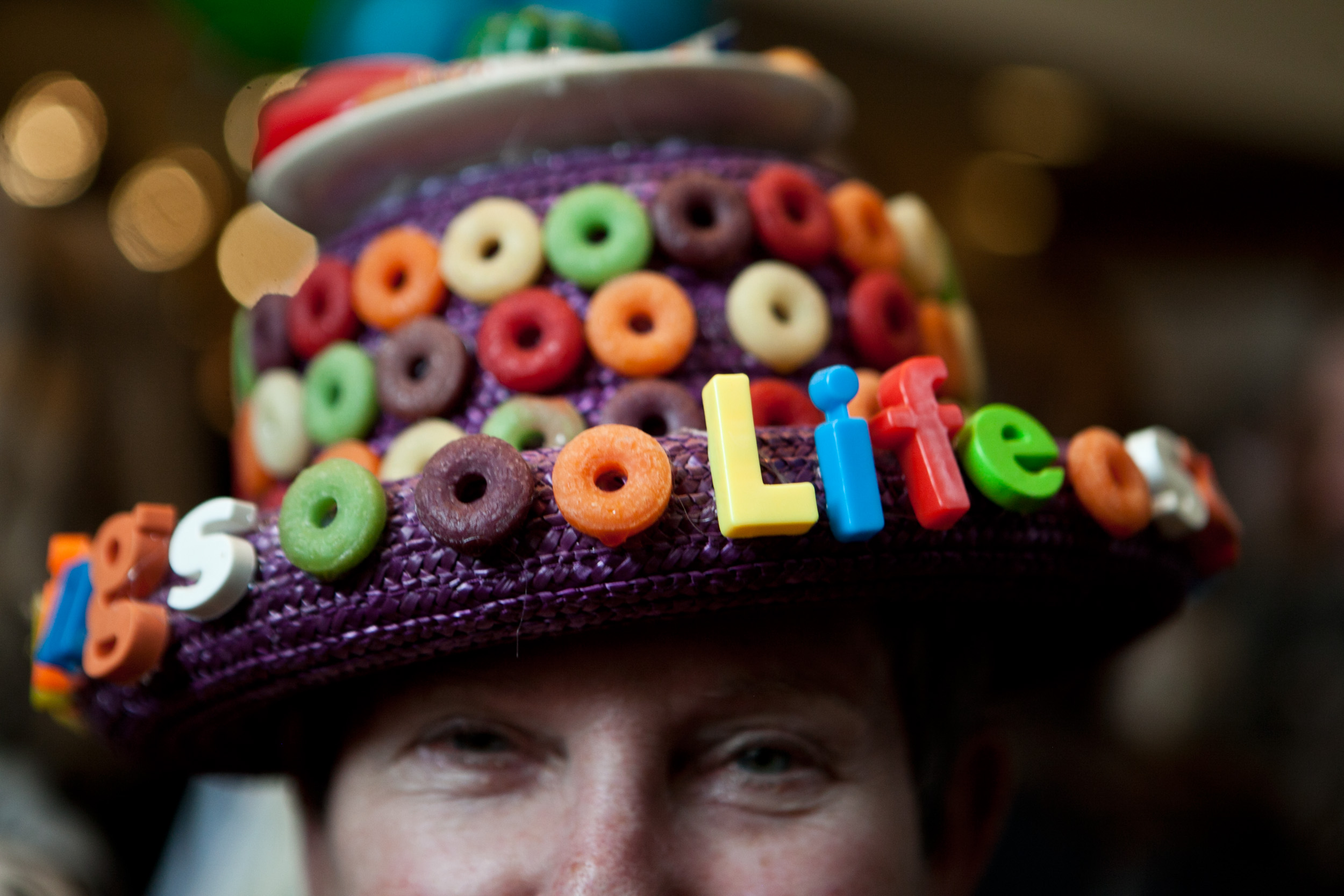 Lynne Smith of Wellesley wore a Life Saver candy-inspired hat to a LifeSavor fund-raiser.