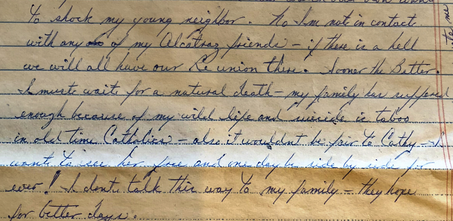 A detail from letter that James "Whitey" Bulger wrote in prison to a former neighbor.
