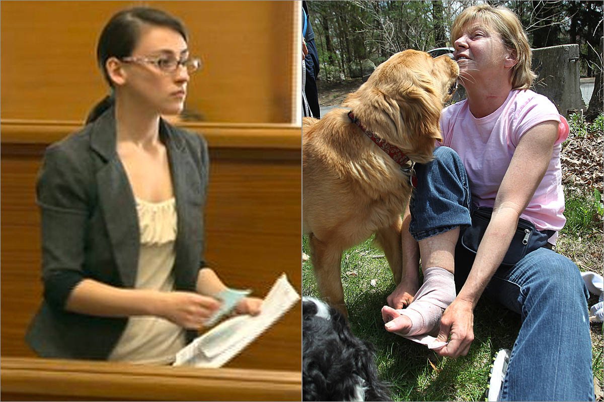 Maria Podolskaya (left) was charged with assault and battery with a dangerous weapon in Framingham District Court against Noreen Carson of Newton. Podolskaya, 23, allegedly attacked Carson, 50, during a confrontation Wednesday.