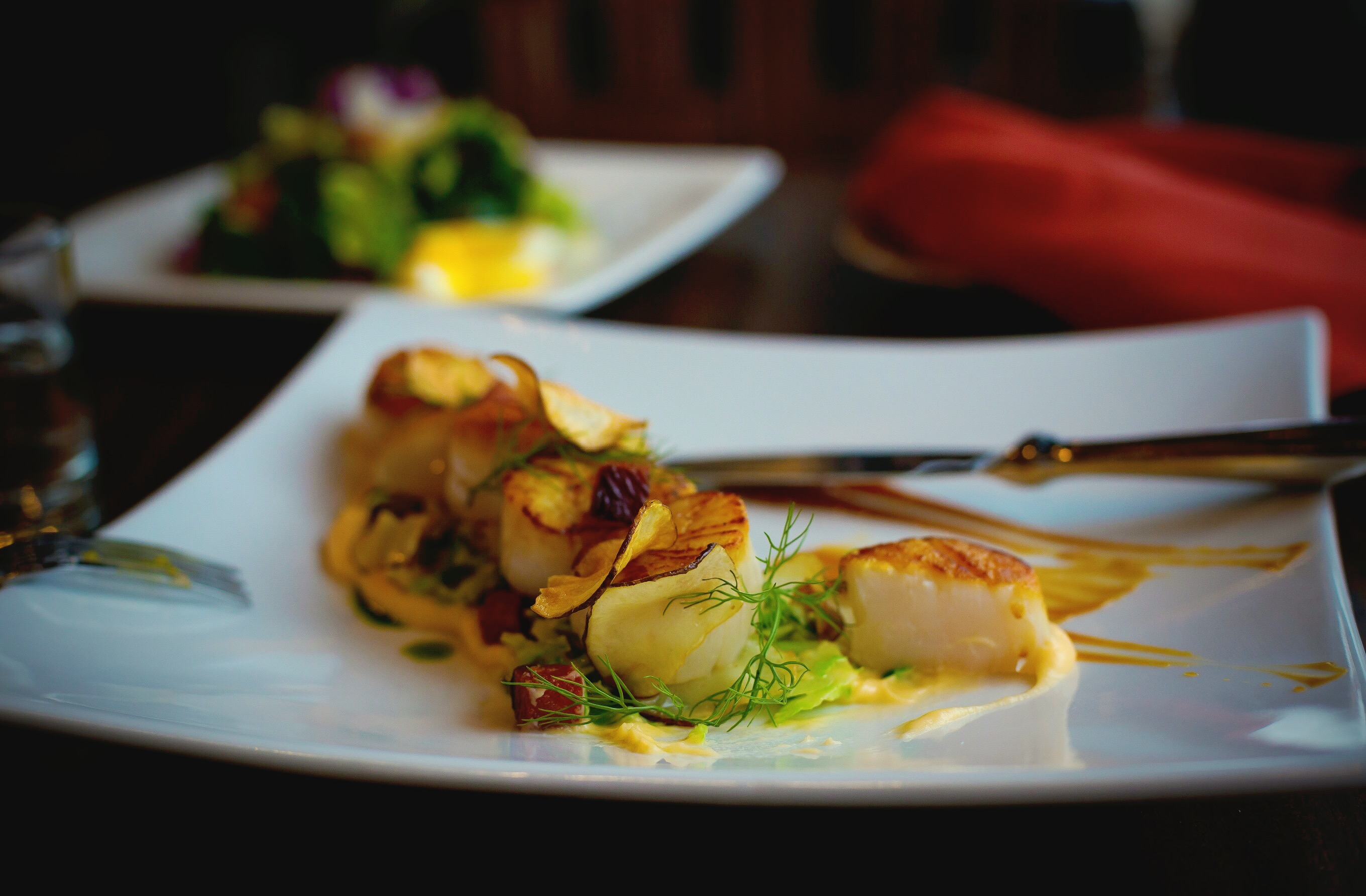 Pan-seared New Bedford sea scallops from Tempo Kitchen.