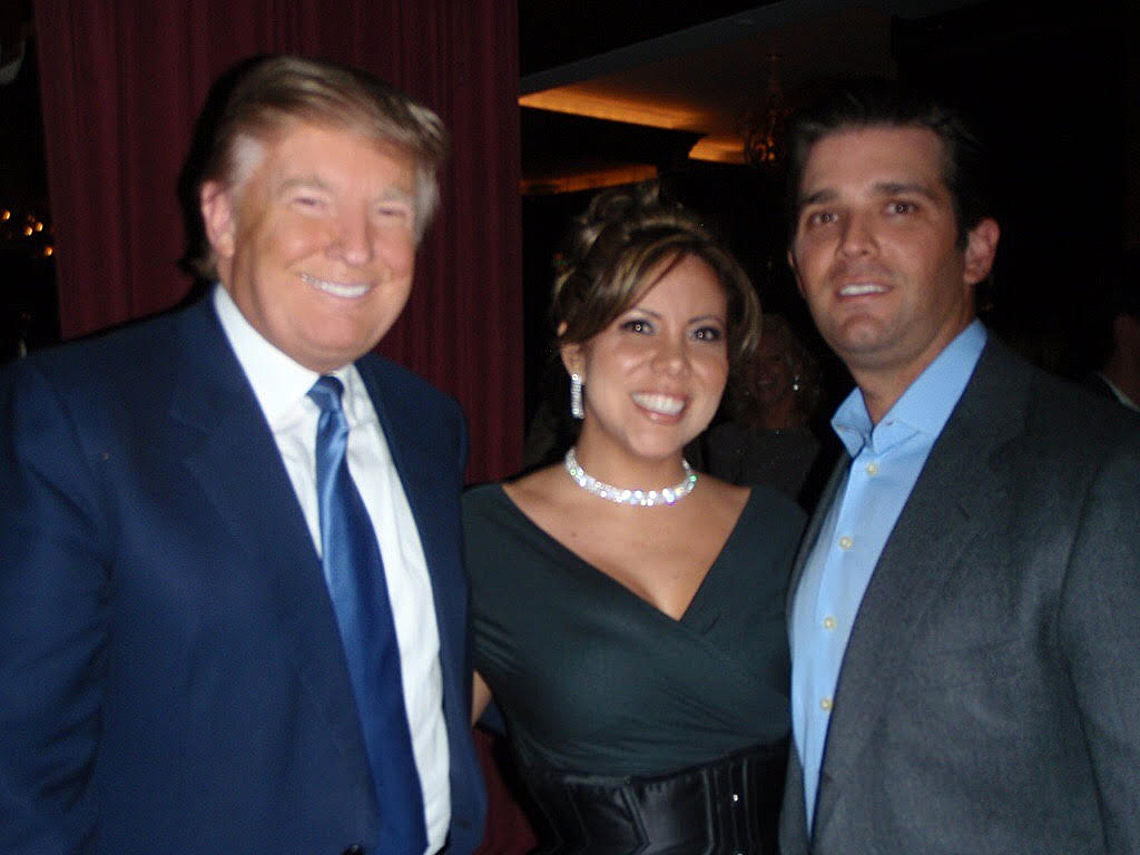 Tyana Alvarado (center) a contestant from season 10 of “The Apprentice,” with Donald Trump and his son Donald Trump Jr.