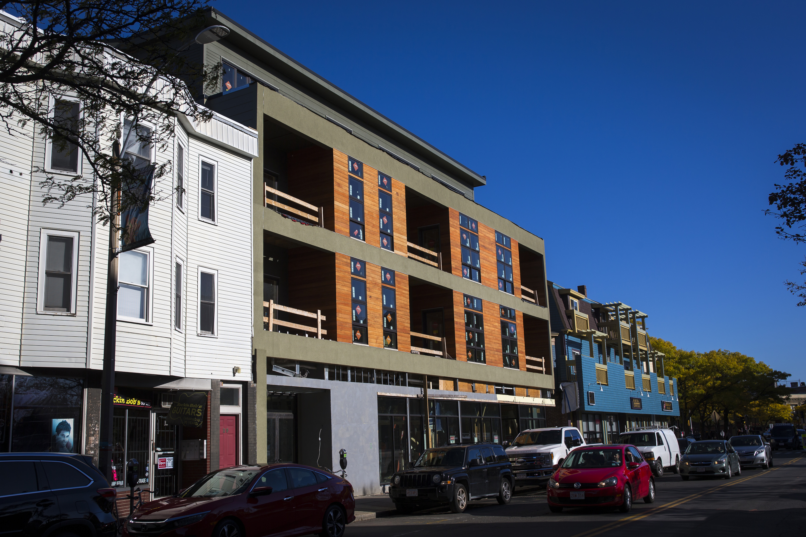 A condominium building is under construction where Johnny D's used to be.