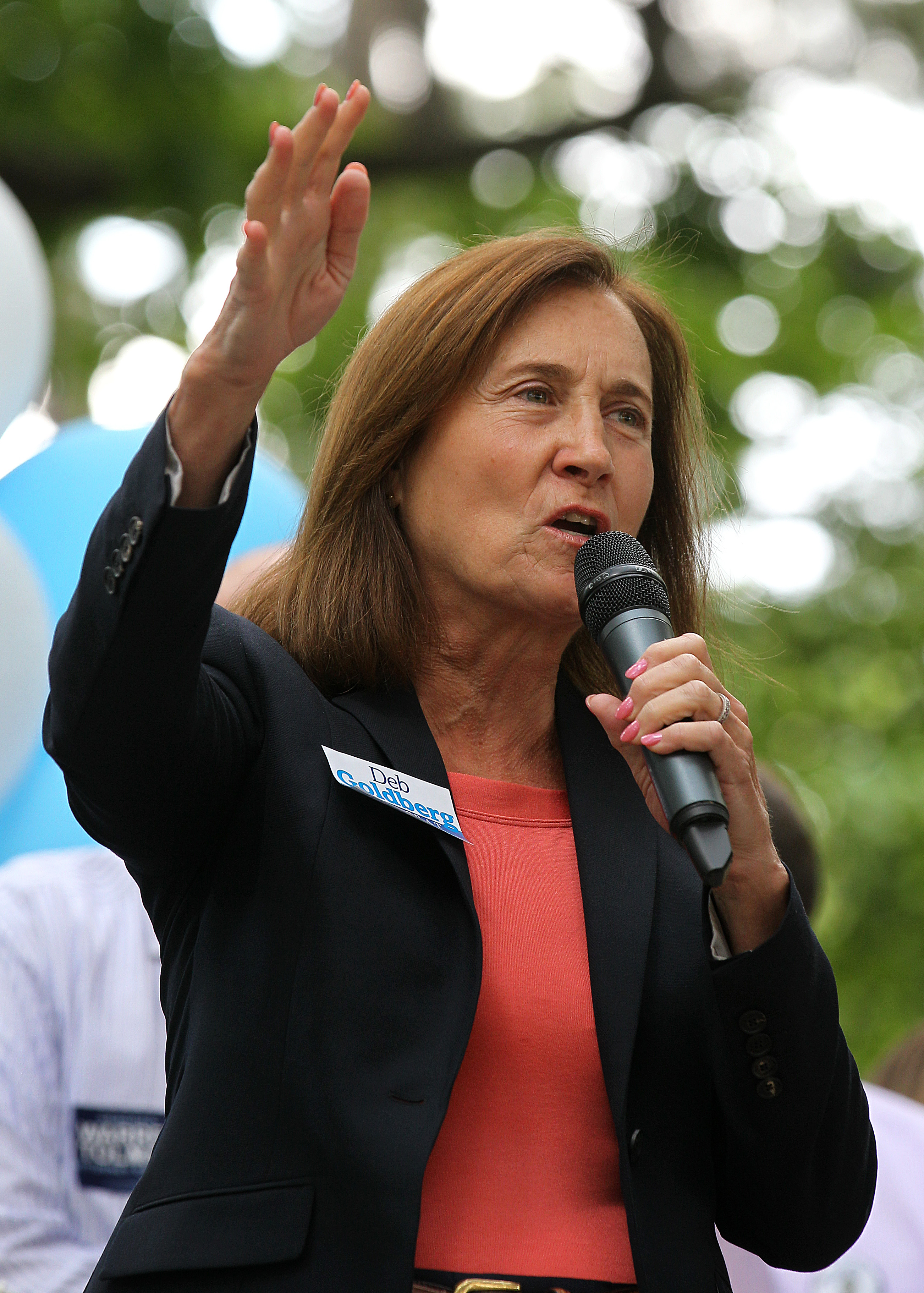 Deborah Goldberg campaigned at a Somerville event in August.