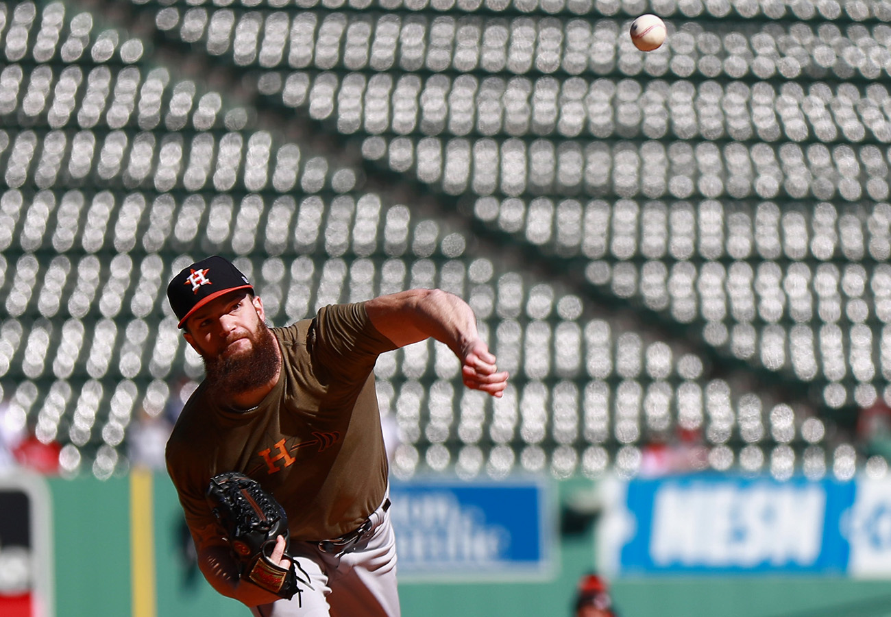Dallas Keuchel got in some throwing at Fenway last week.