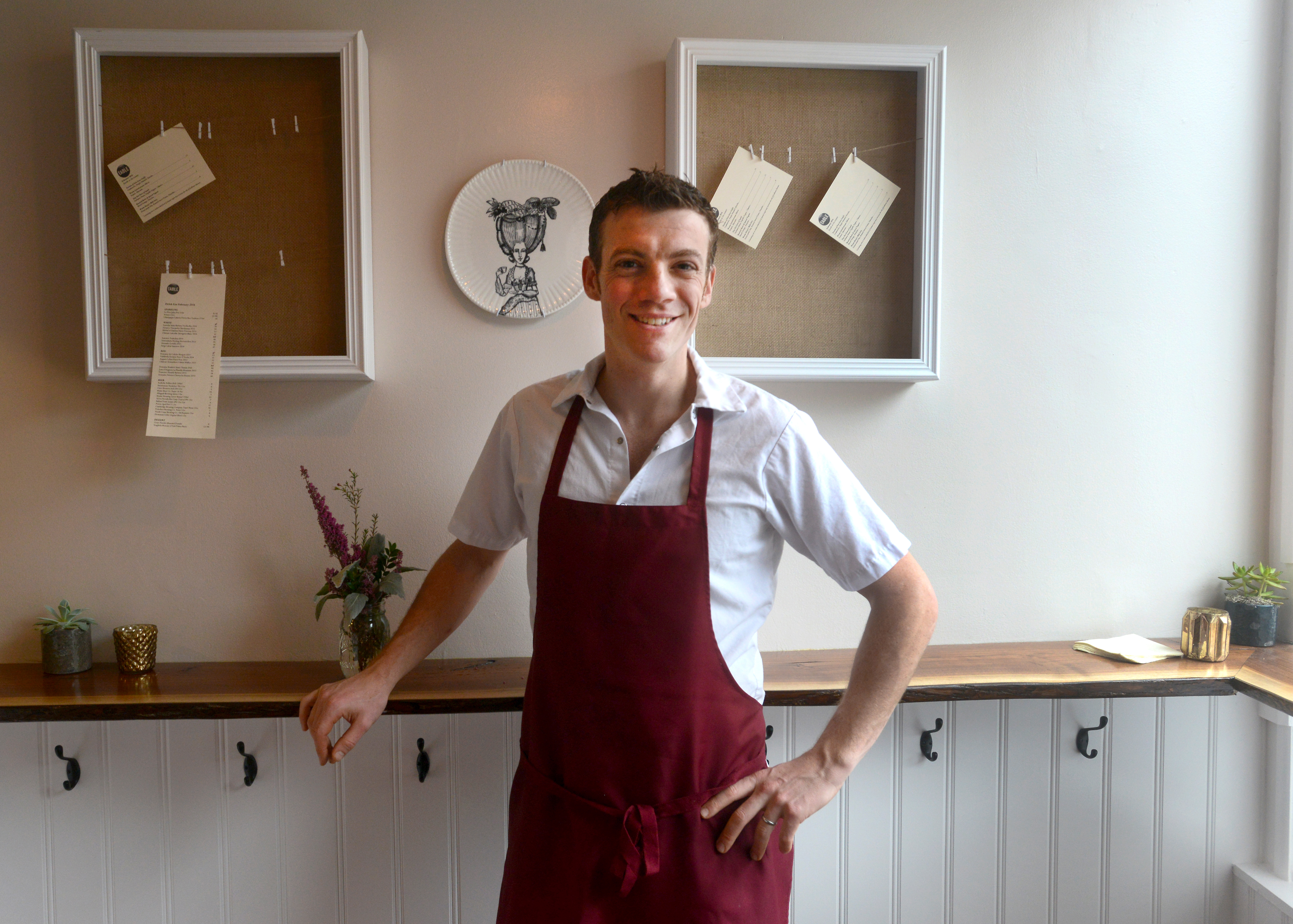 Chef Carl Dooley at The Table restaurant in Cambridge.