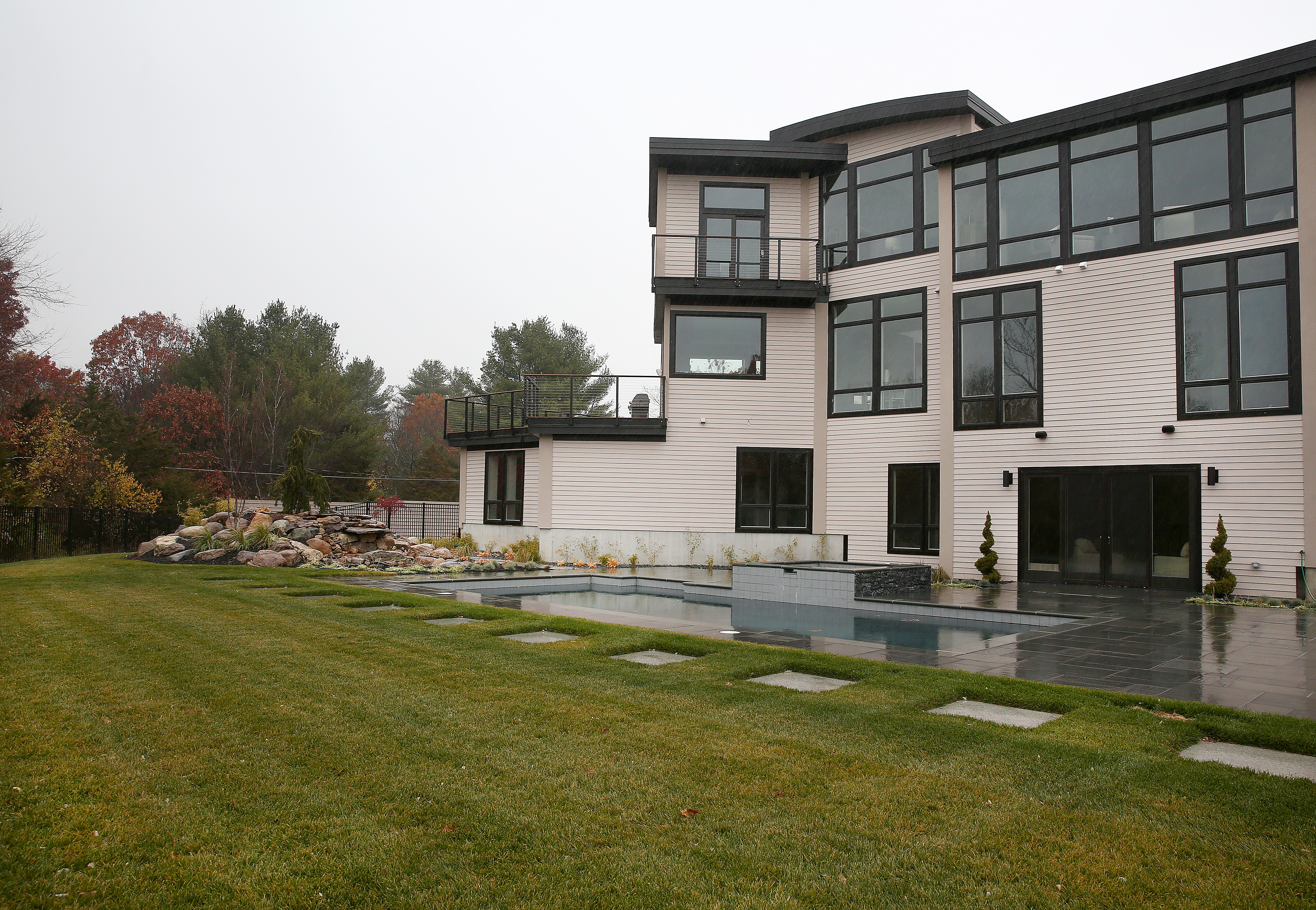 The rear of the home.