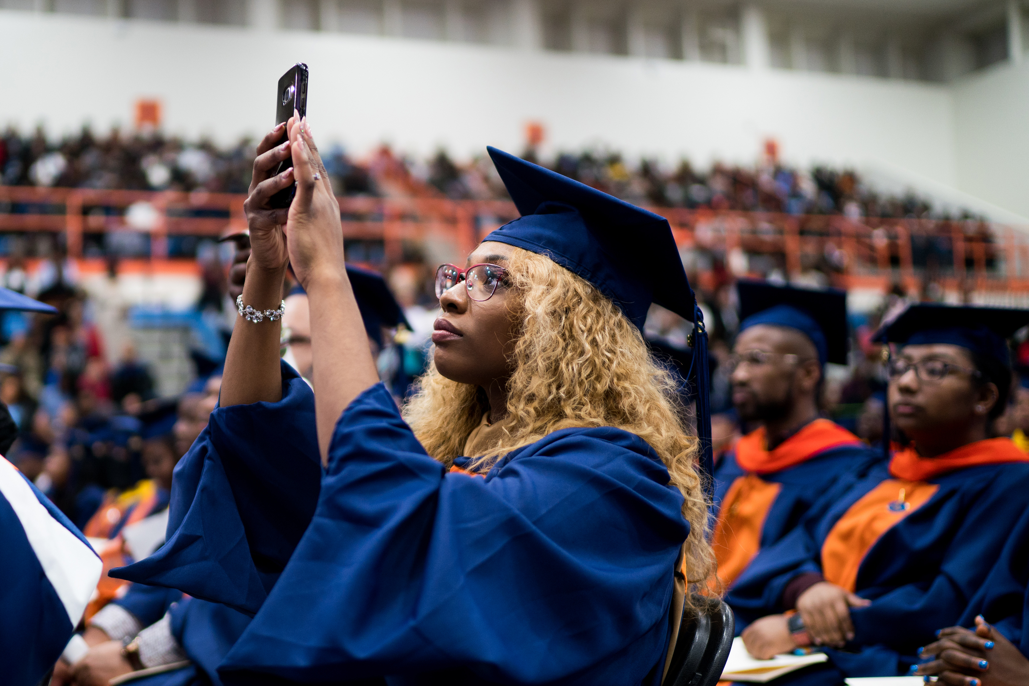 A Morgan State student filmed Warren’s speech at Friday’s commencement.