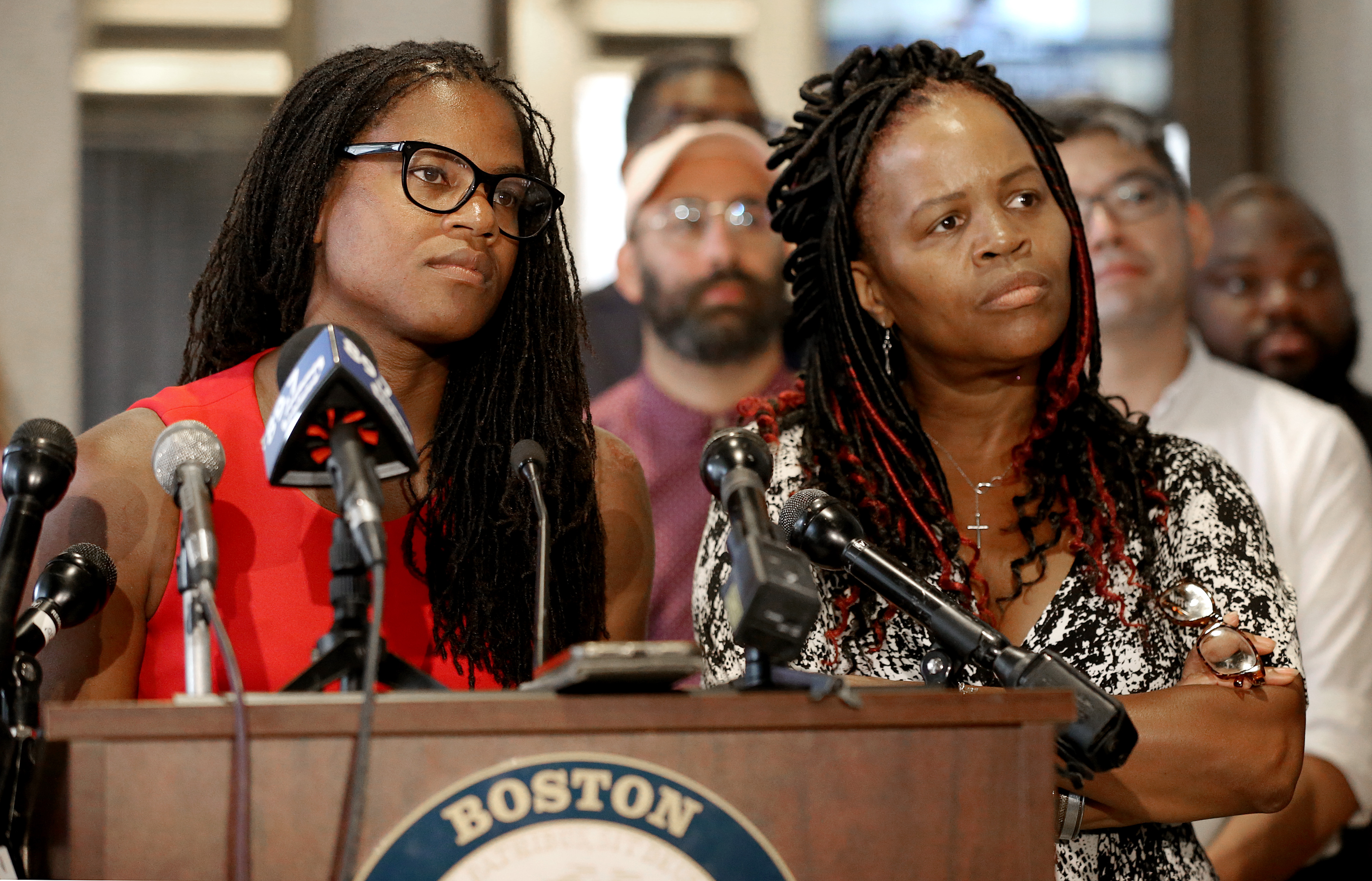 Councilors Lydia Edwards (left) and Kim Janey joined others criticizing the Boston Calling verdict.