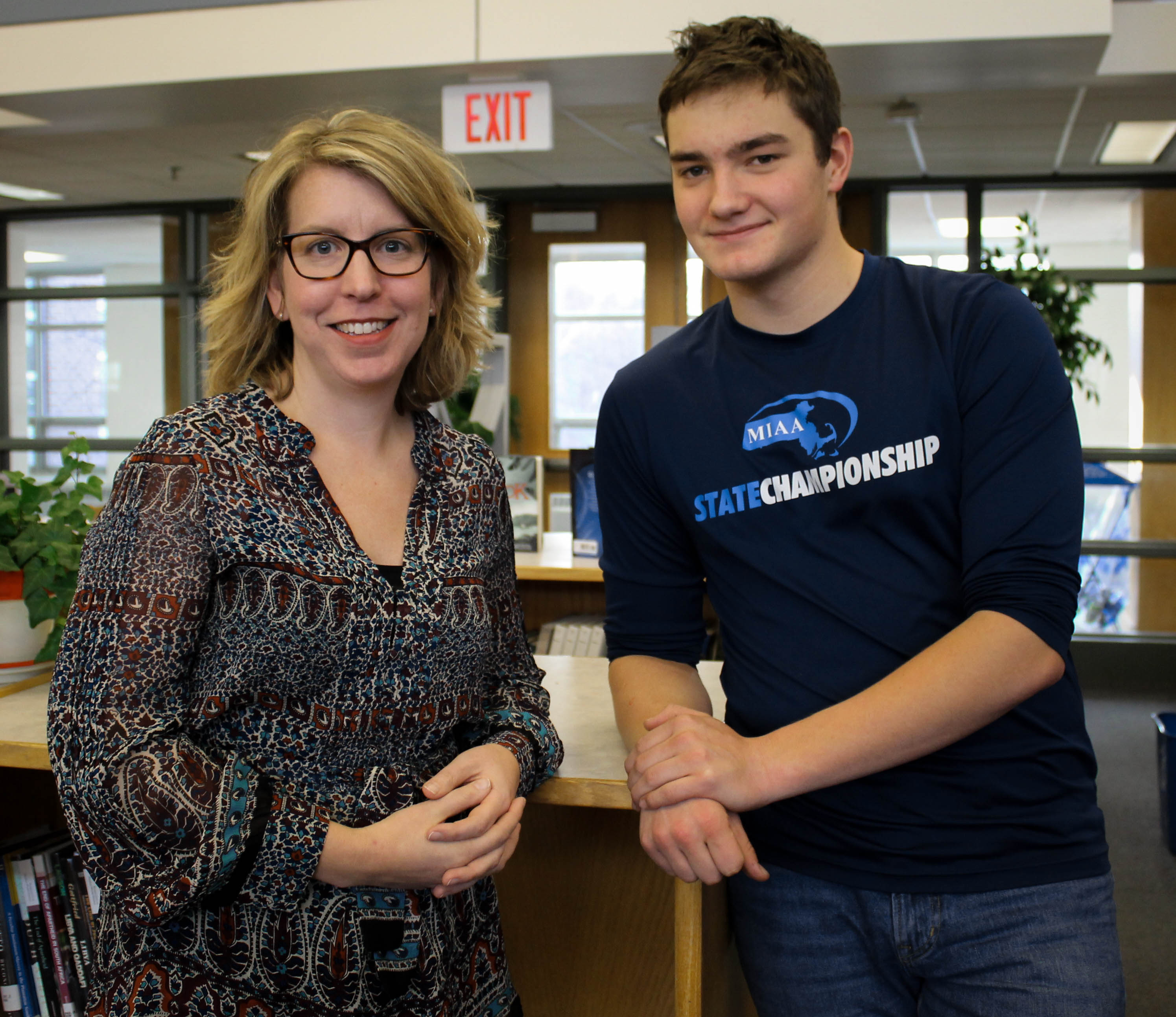 Hingham High School teacher Christina O'Connor and student Dylan Davis have been selected for a history research program that will take them to Washington D.C. and the beaches at Normandy. (Photo/Claire Stone)