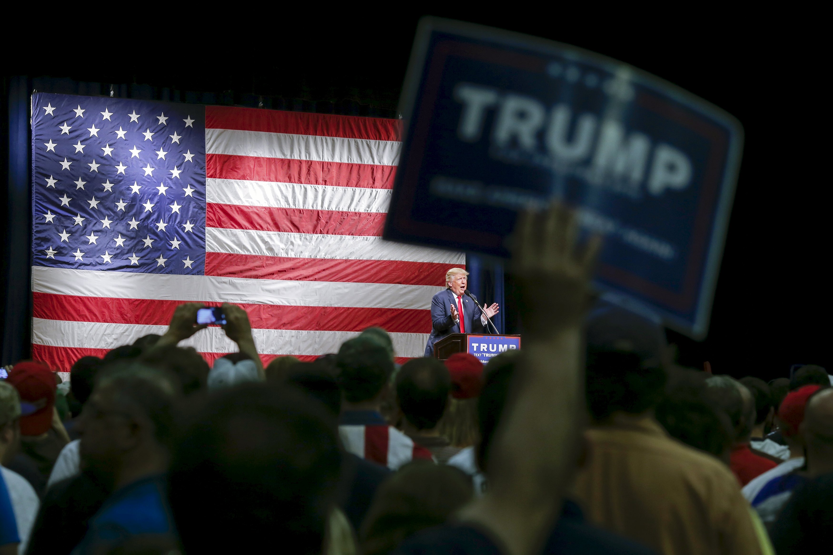 Donald Trump spoke to supporters Sunday during a campaign rally in Poughkeepsie, N.Y.