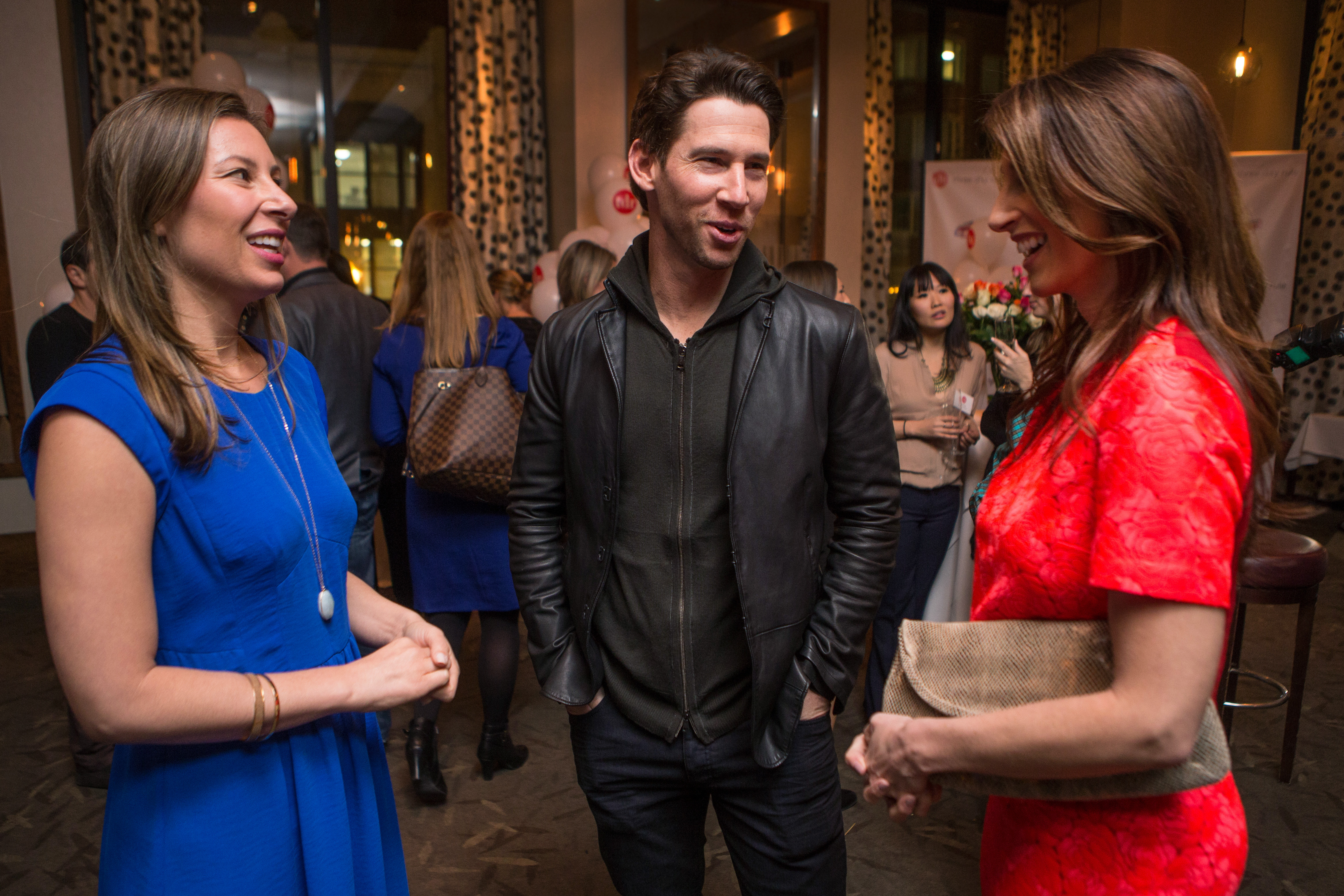 Talia Goldstein (left) with Craig and Kelly Breslow at Towne Stove and Spirits.
