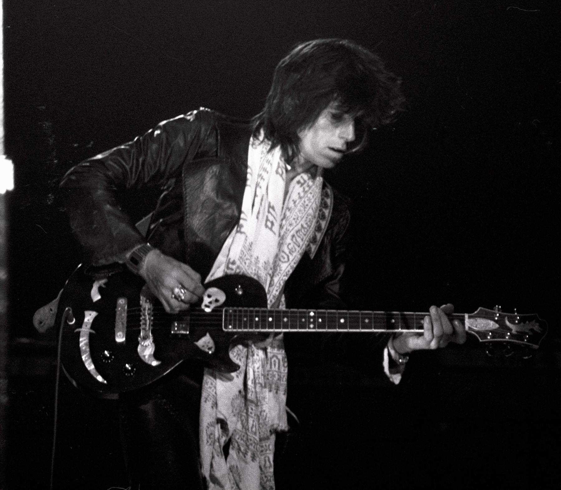 Keith Richards with the Rolling Stones at Boston Garden on June 12, 1975.
