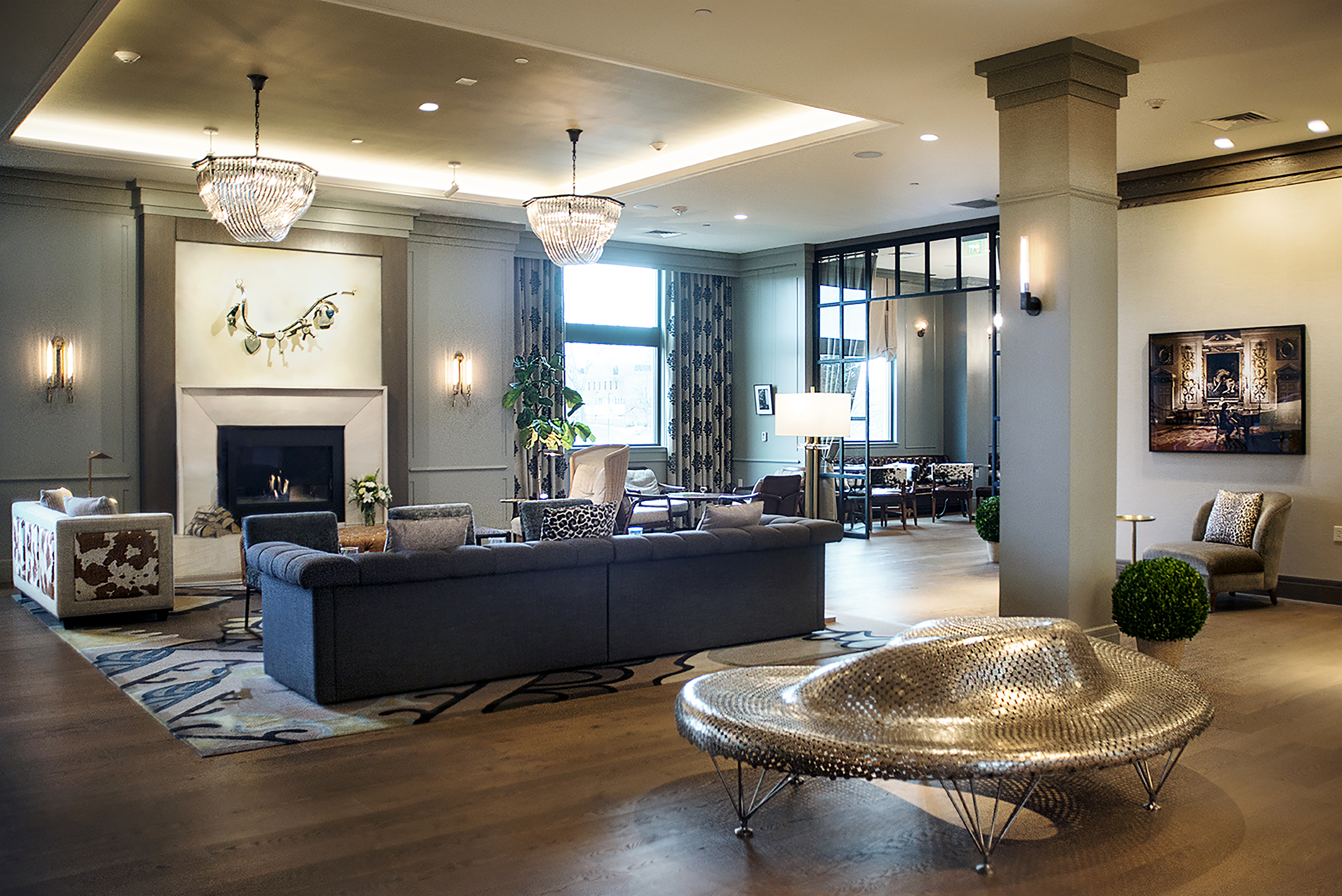 The Delamar West Hartford combines contemporary design with artsy accents.