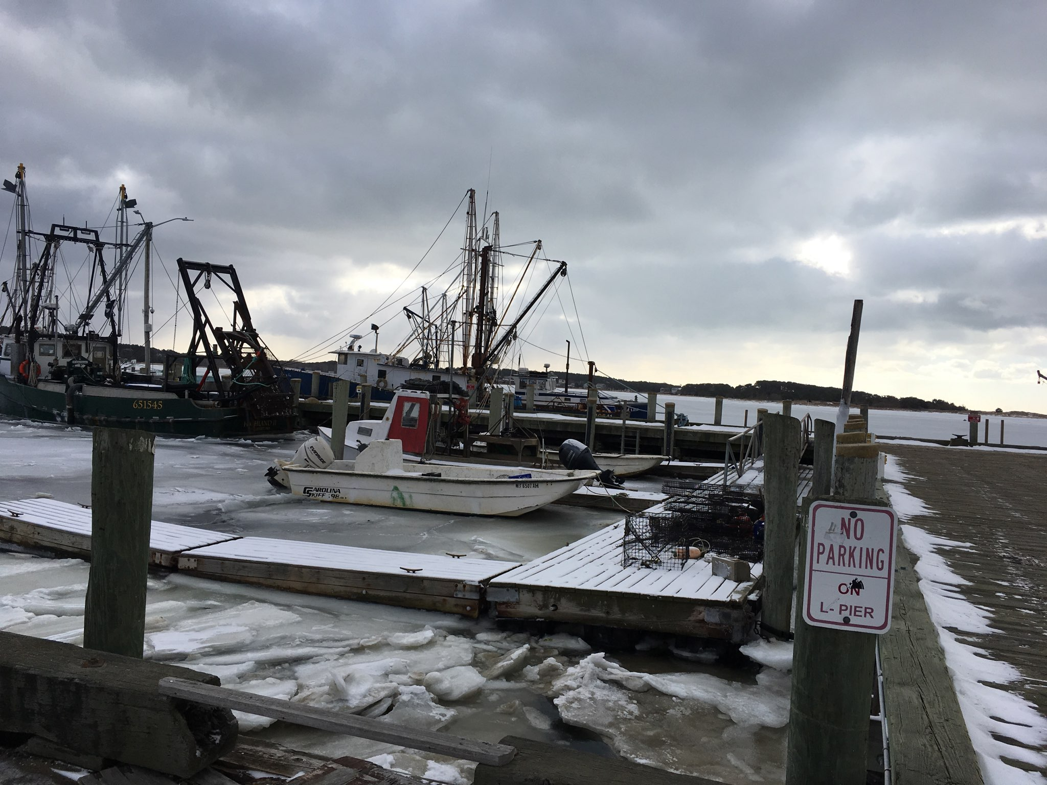 Ice in Wellfleet Harbor on Tuesday.