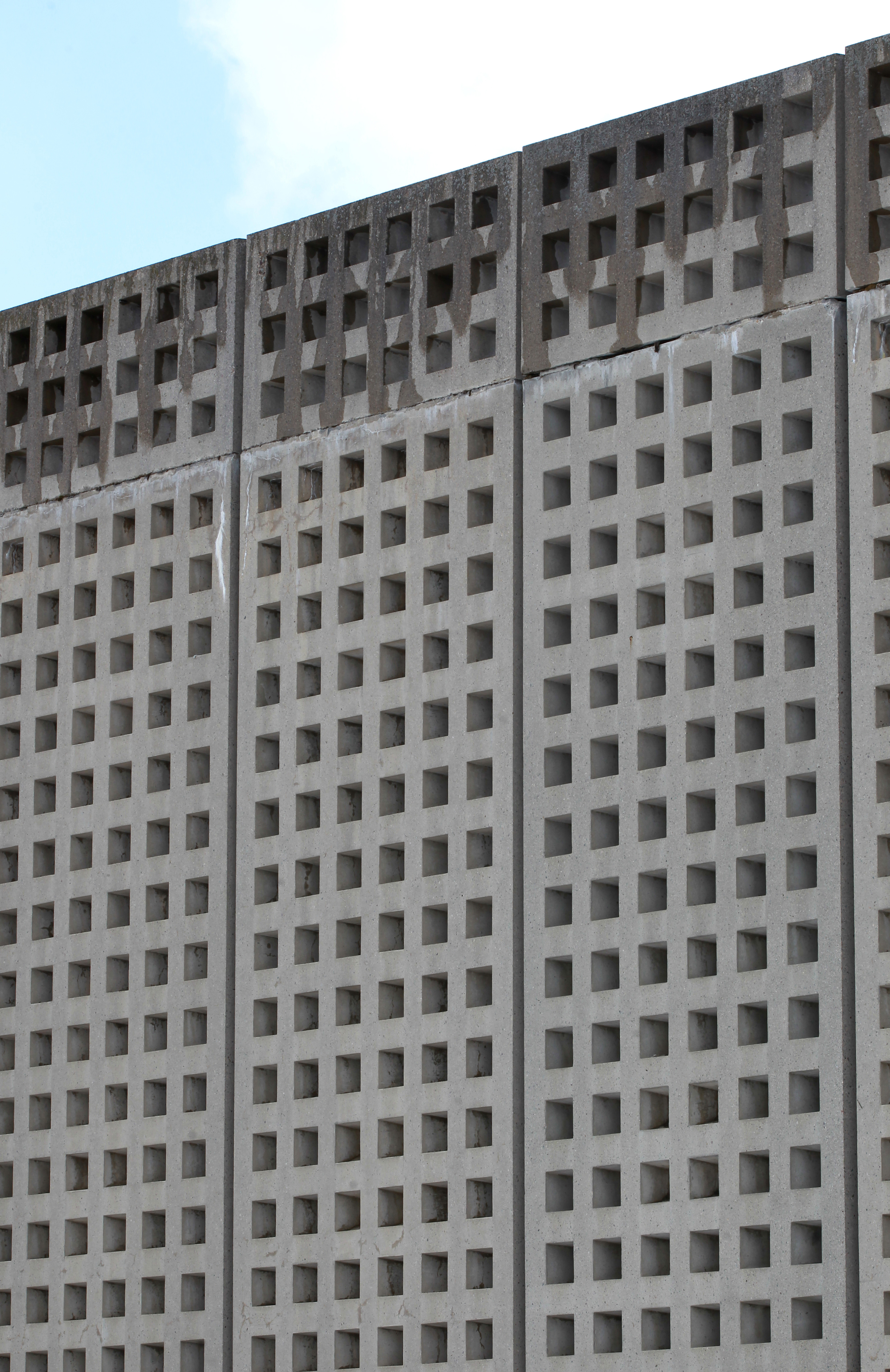 The side of a parking garage on campus.