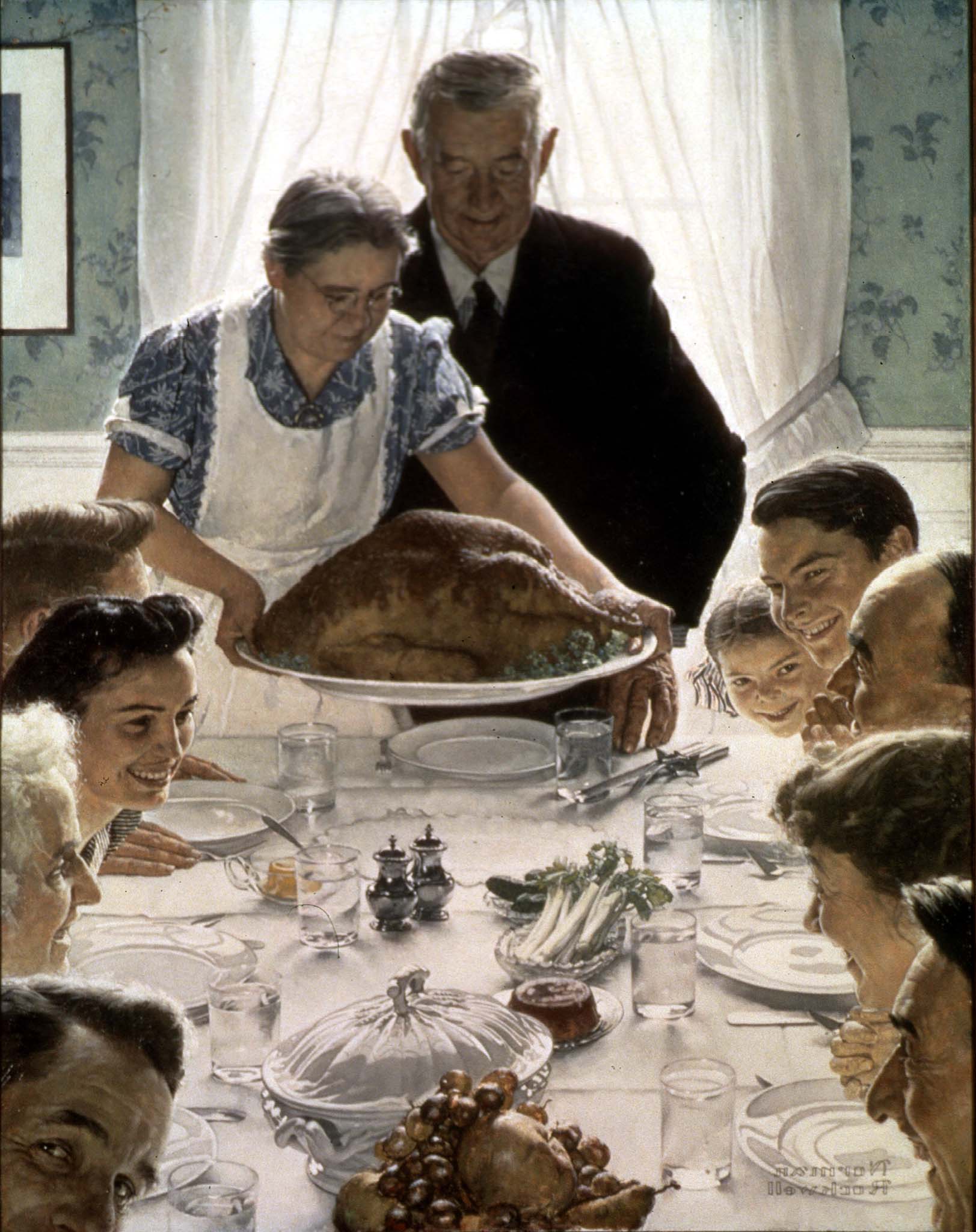 “Freedom From Want” a 1943 painting by Norman Rockwell, whose life is recalled in “American Mirror.”