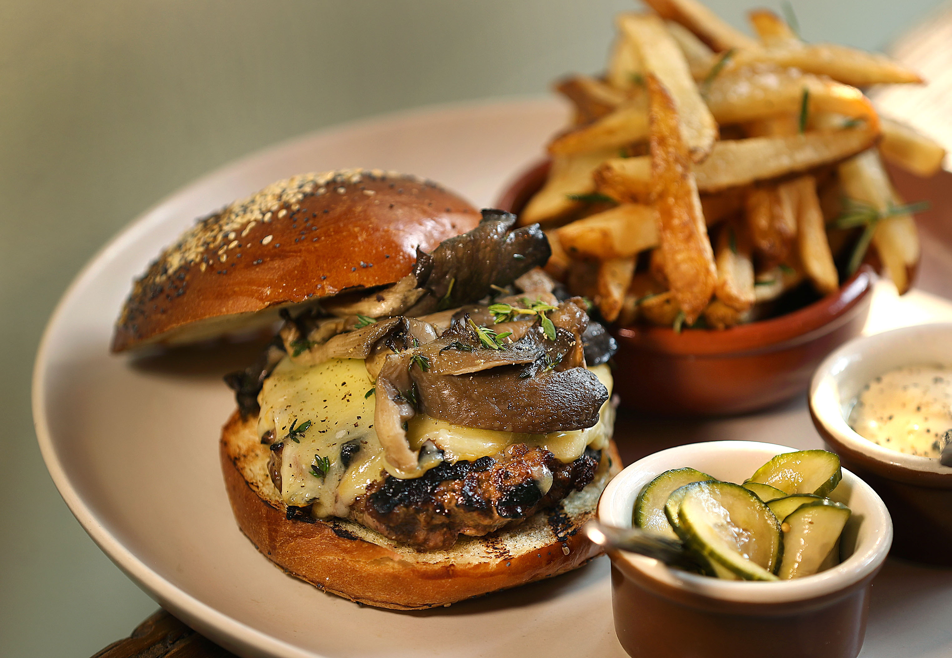 New Rivers cheeseburger.