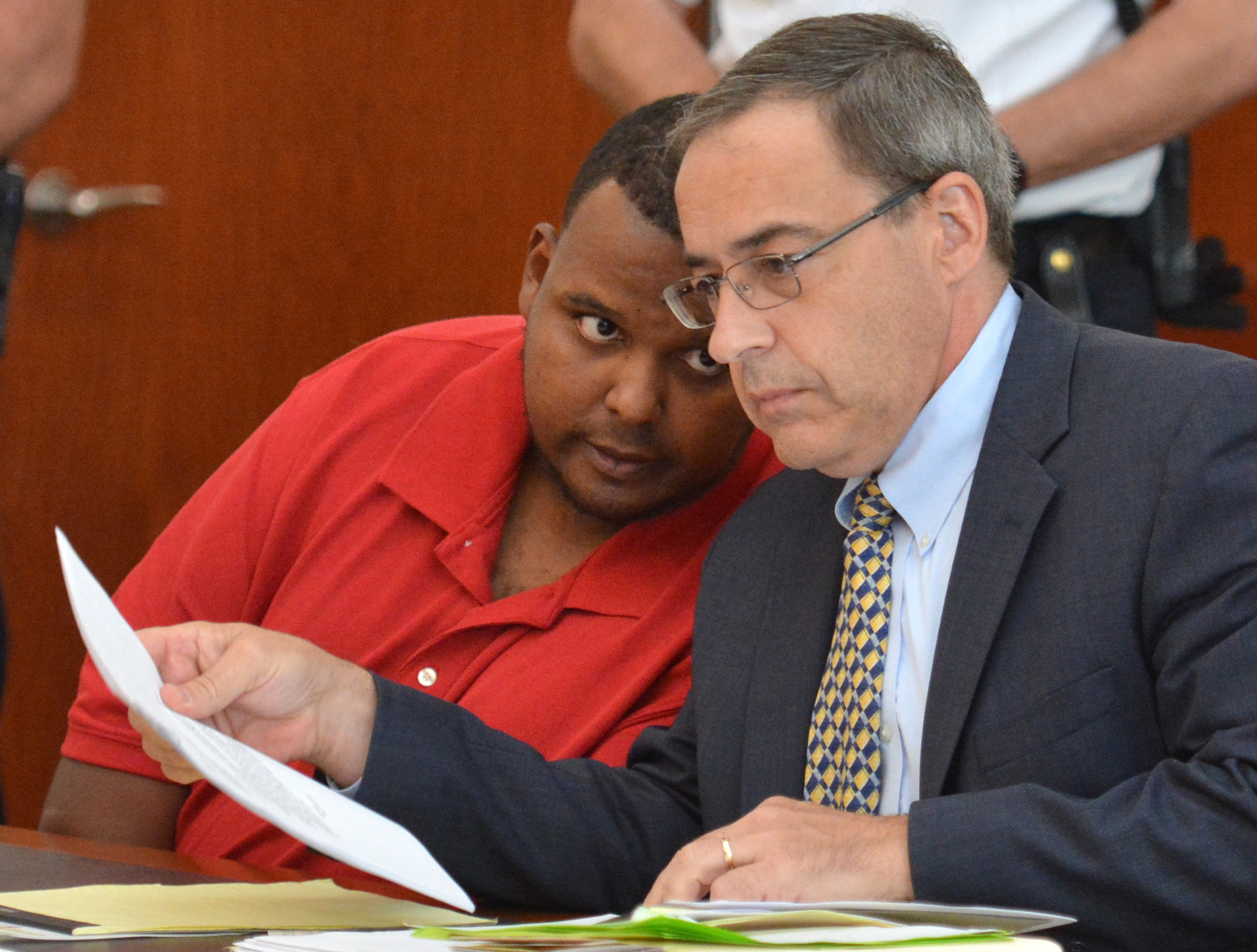 Joshua Hubert, left, in court Thursday.