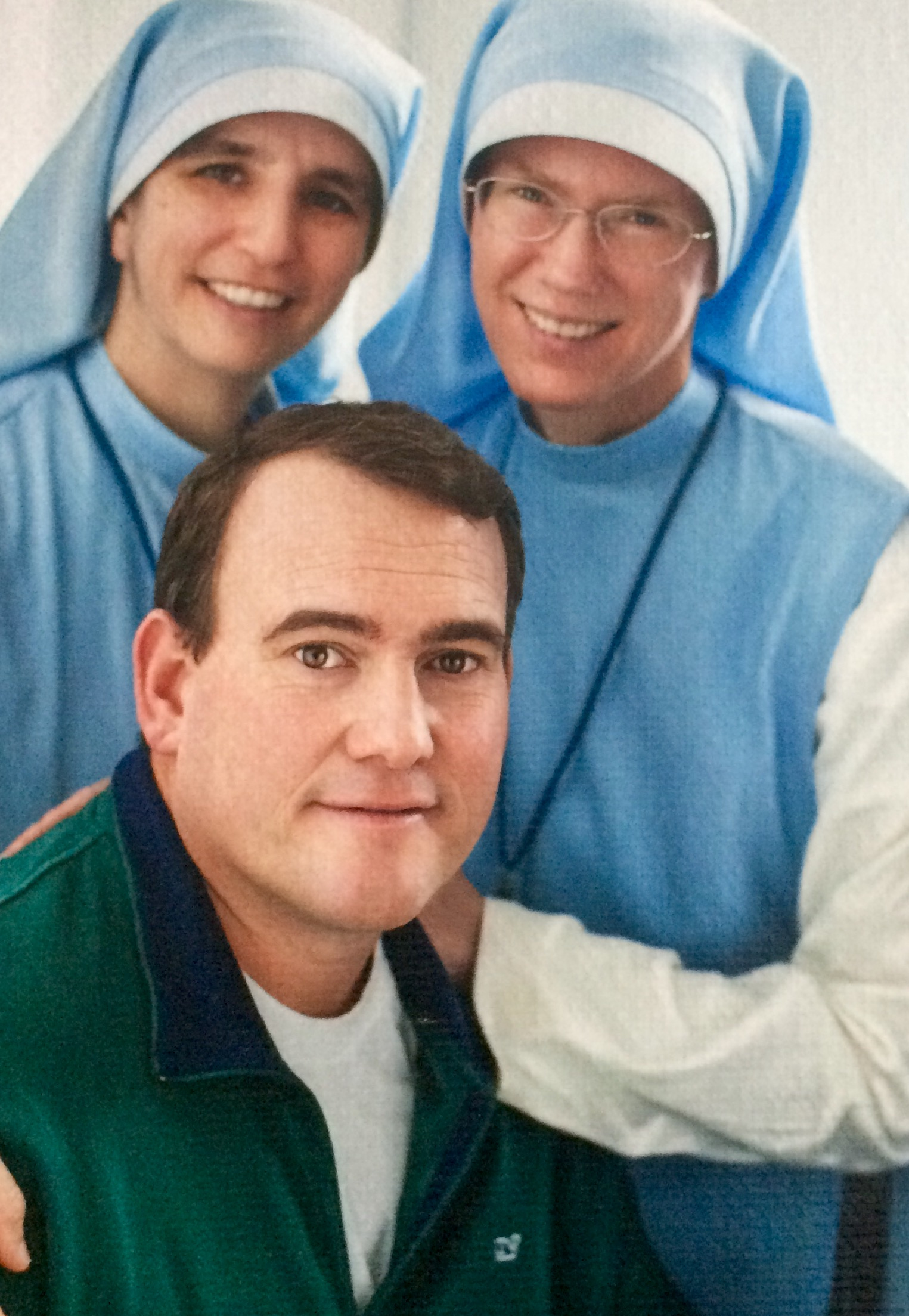 Kevin Gosnell with two sisters of the Daughters of Mary, Mother of Healing Love.