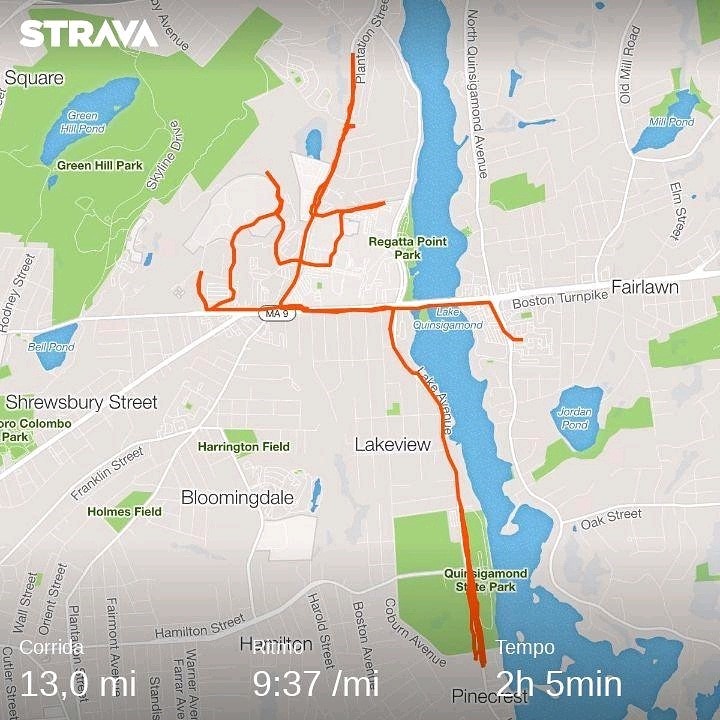 Sheila’s route for her half-marathon in Worcester.