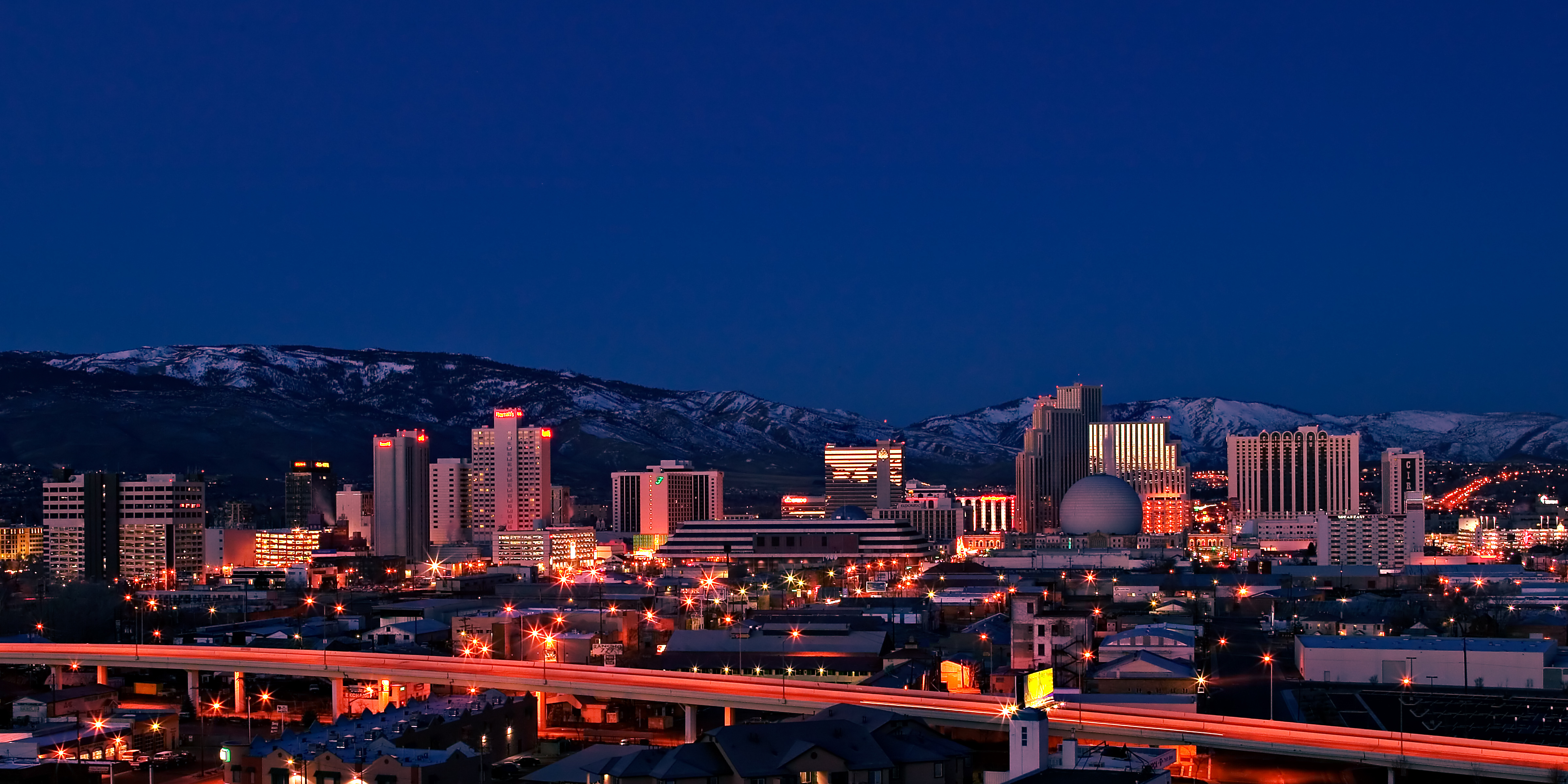 The Reno skyline at night.