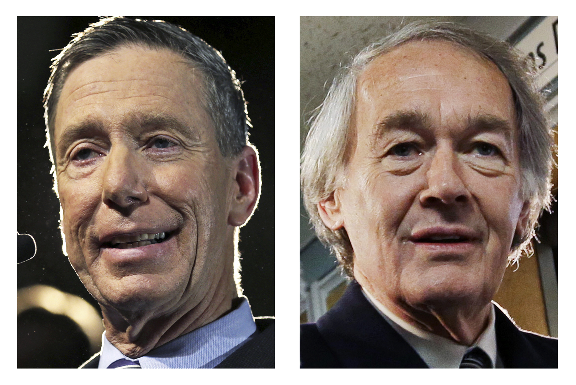 Democratic candidates Representative Stephen F. Lynch (left) and Representative Edward J. Markey